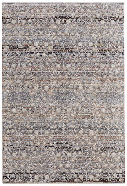 Caprio Transitional Damask - Gray/Ivory/Tan