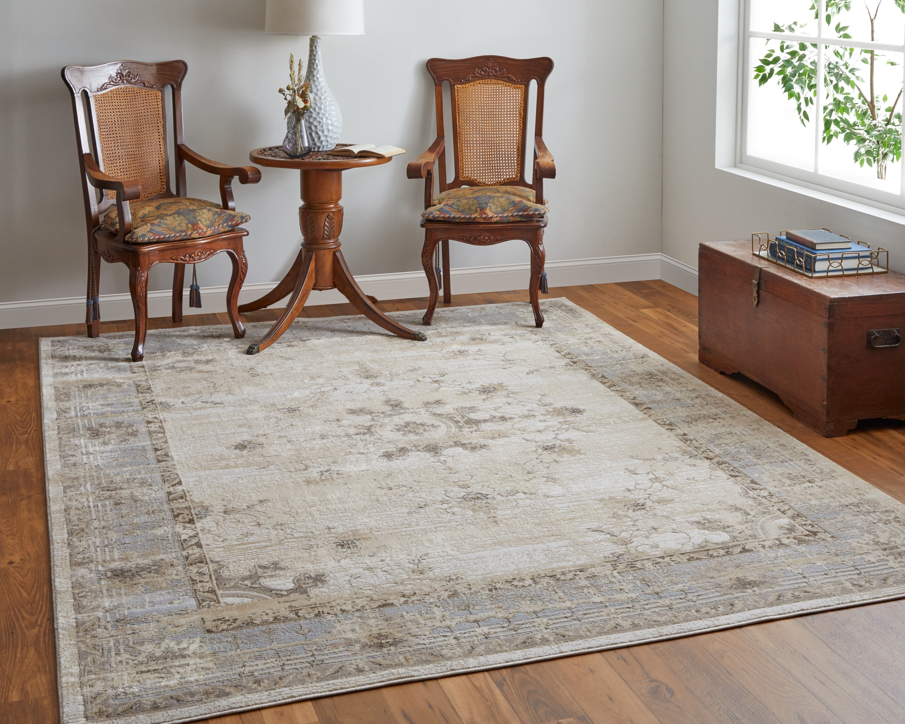 Celene Traditional Bordered - Tan/Brown/Gray Area Rug