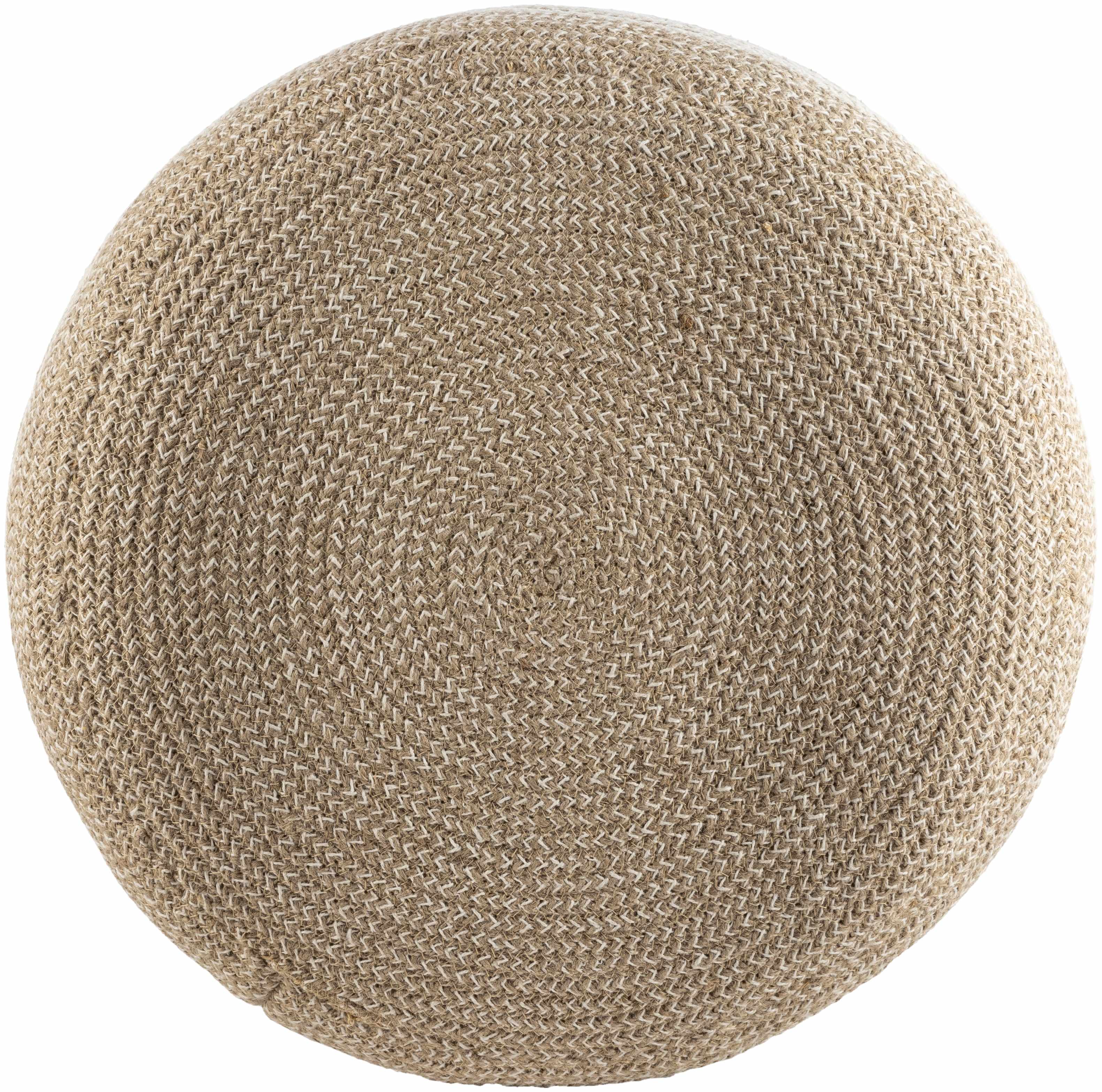 Striped Jute Braided Pouf