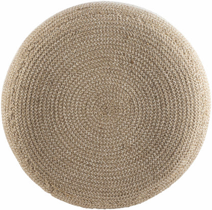 Striped Jute Braided Pouf