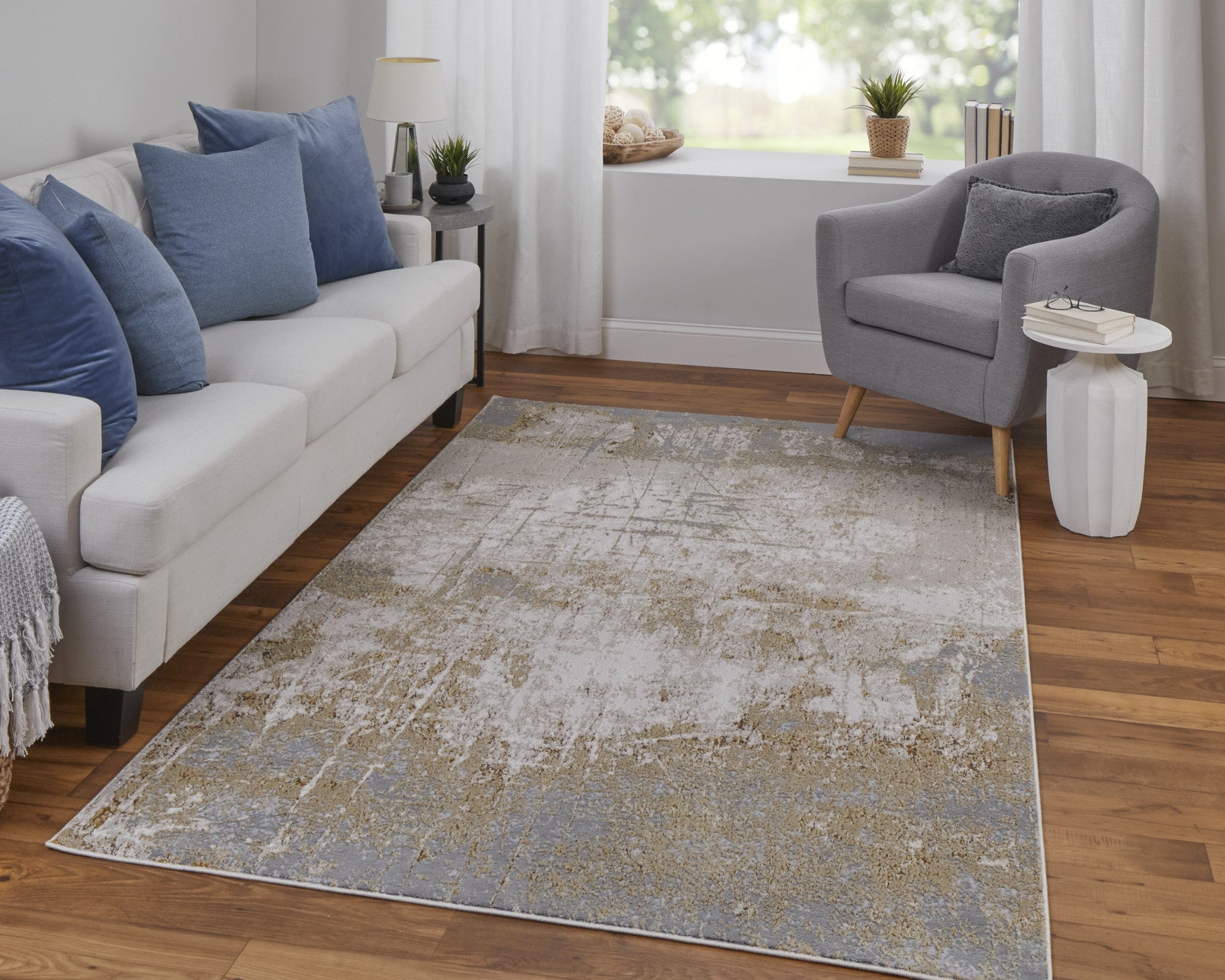 Aura Modern Abstract - Ivory/Brown/Gray Area Rug