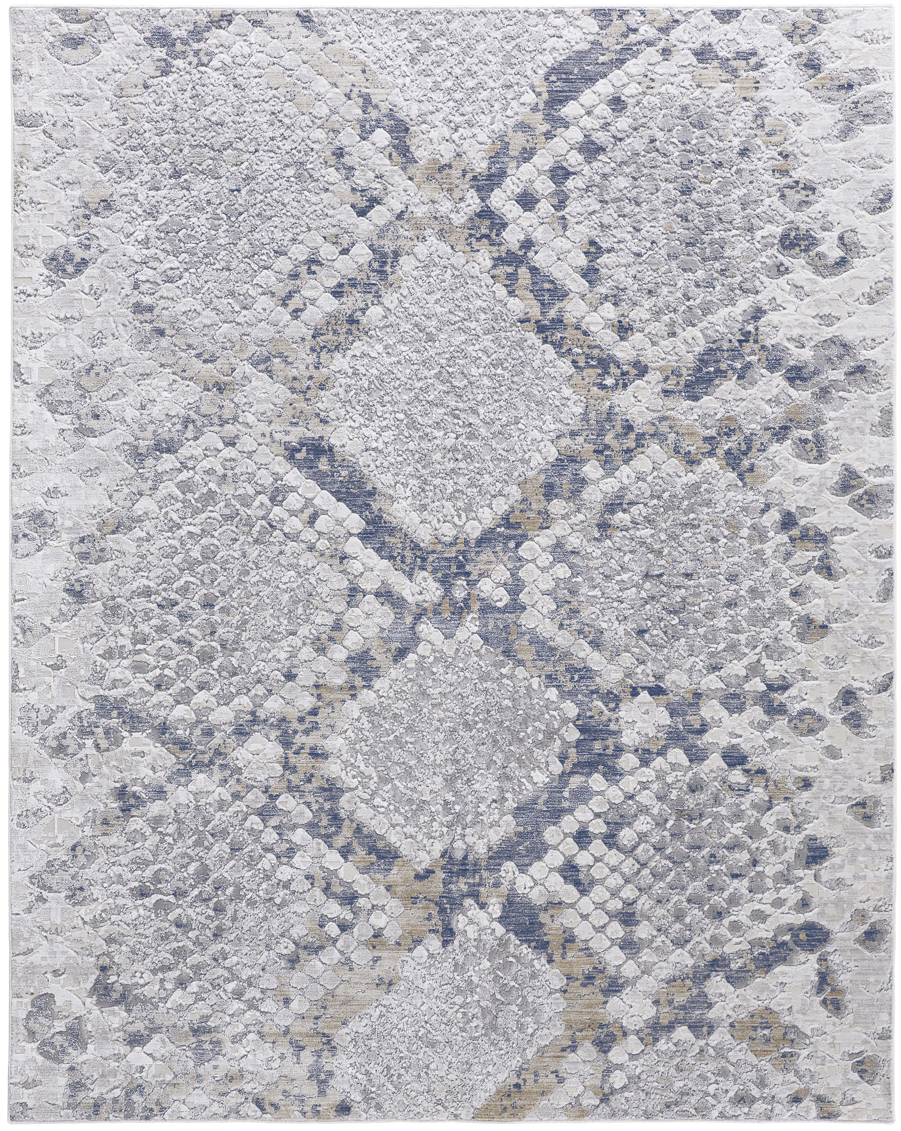 Laina Transitional Trellis & Lattice - Silver/Gray/Blue Area Rug