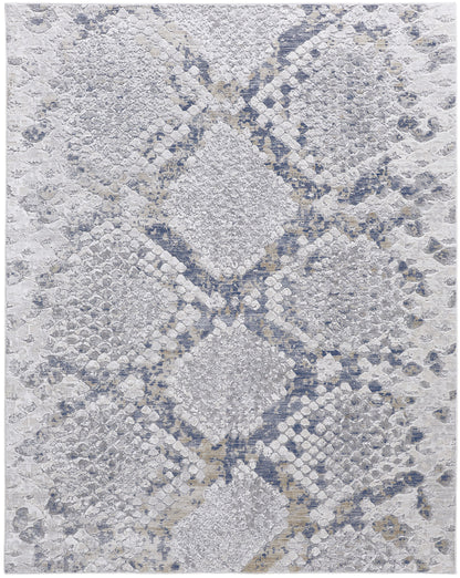 Laina Transitional Trellis & Lattice - Silver/Gray/Blue Area Rug