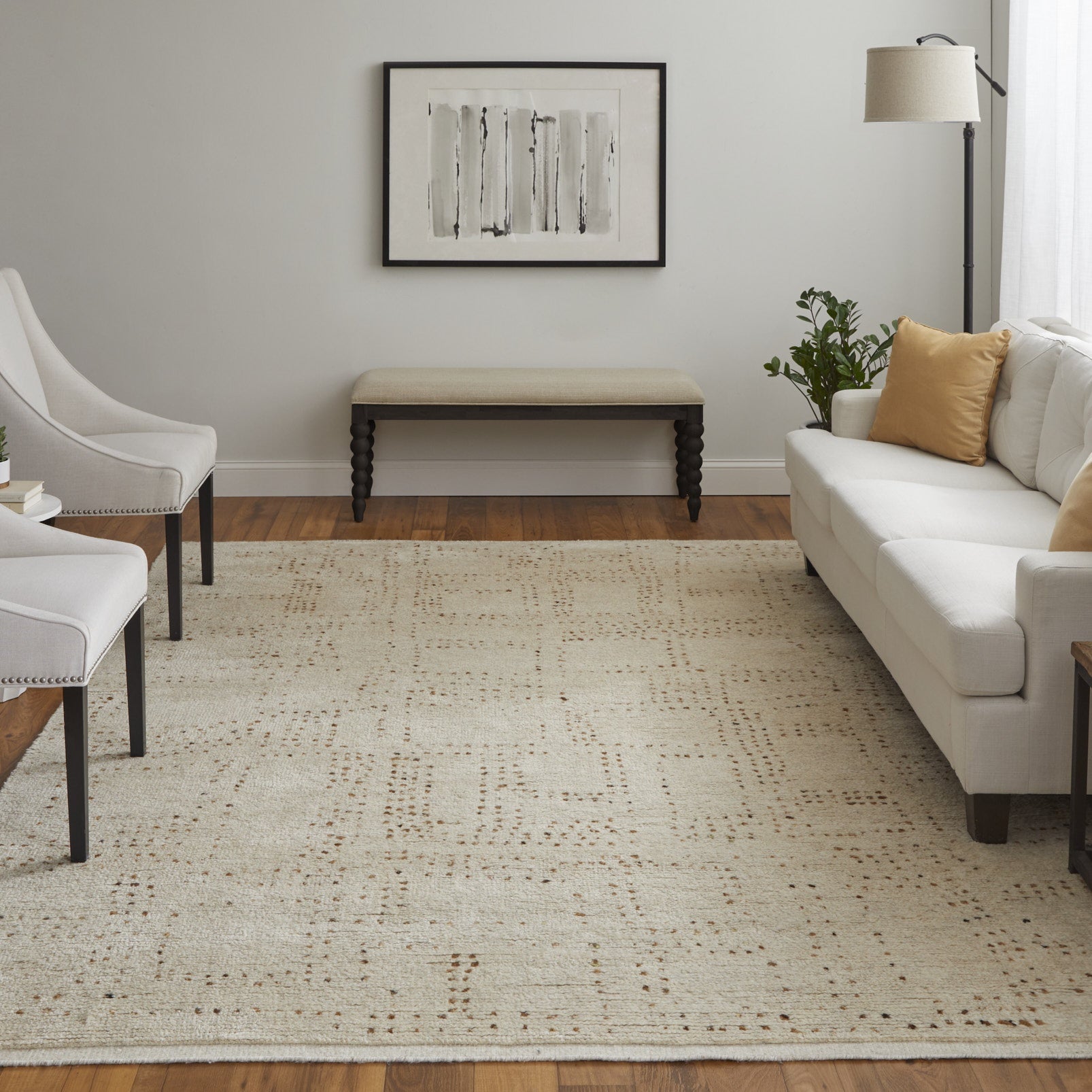 Truxel Modern Polka Dots - Tan/Brown Area Rug