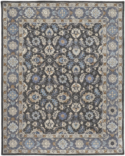 Rylan Transitional Oriental - Taupe/Blue/Ivory Area Rug