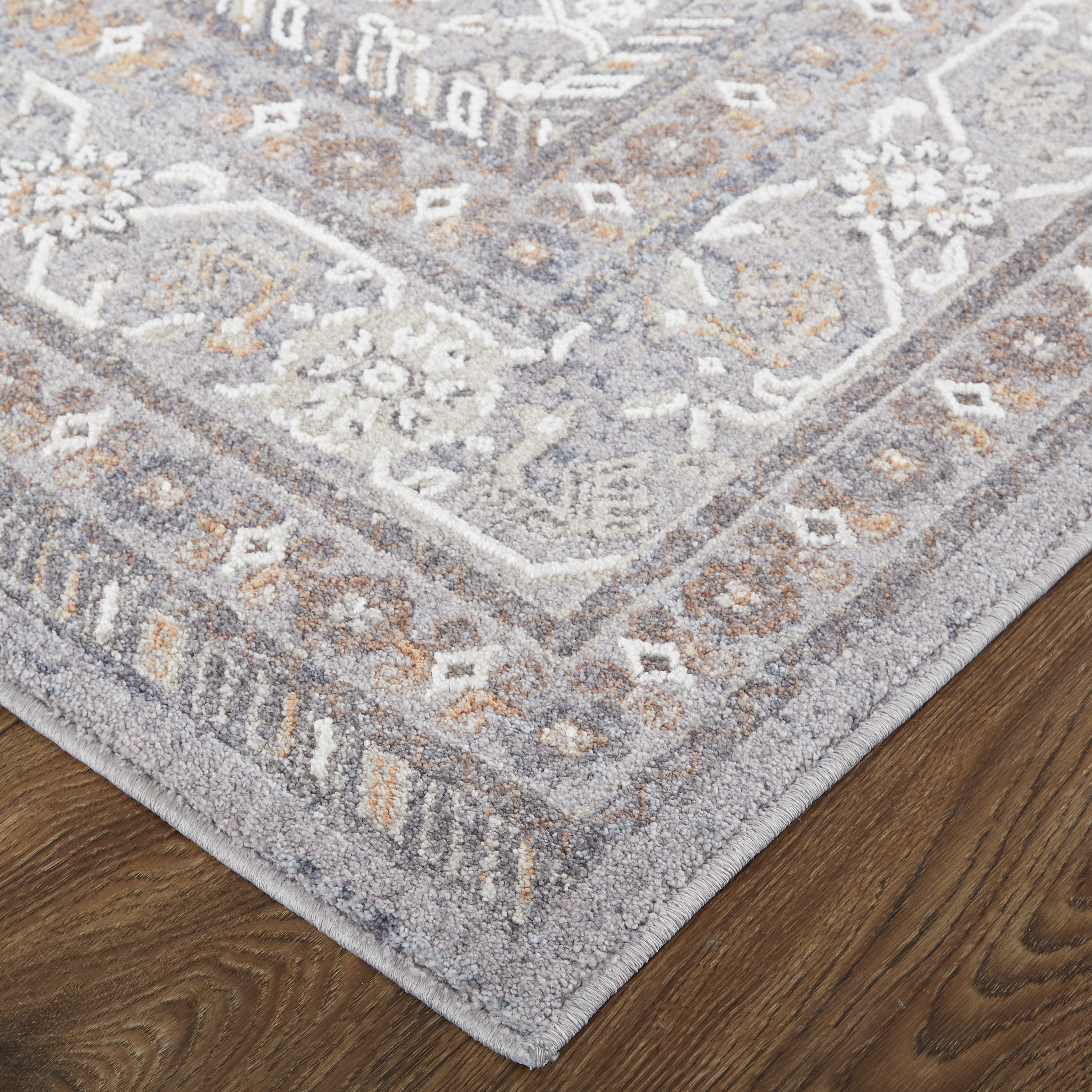 Francisco Transitional Medallion - Gray/Orange/Ivory Area Rug