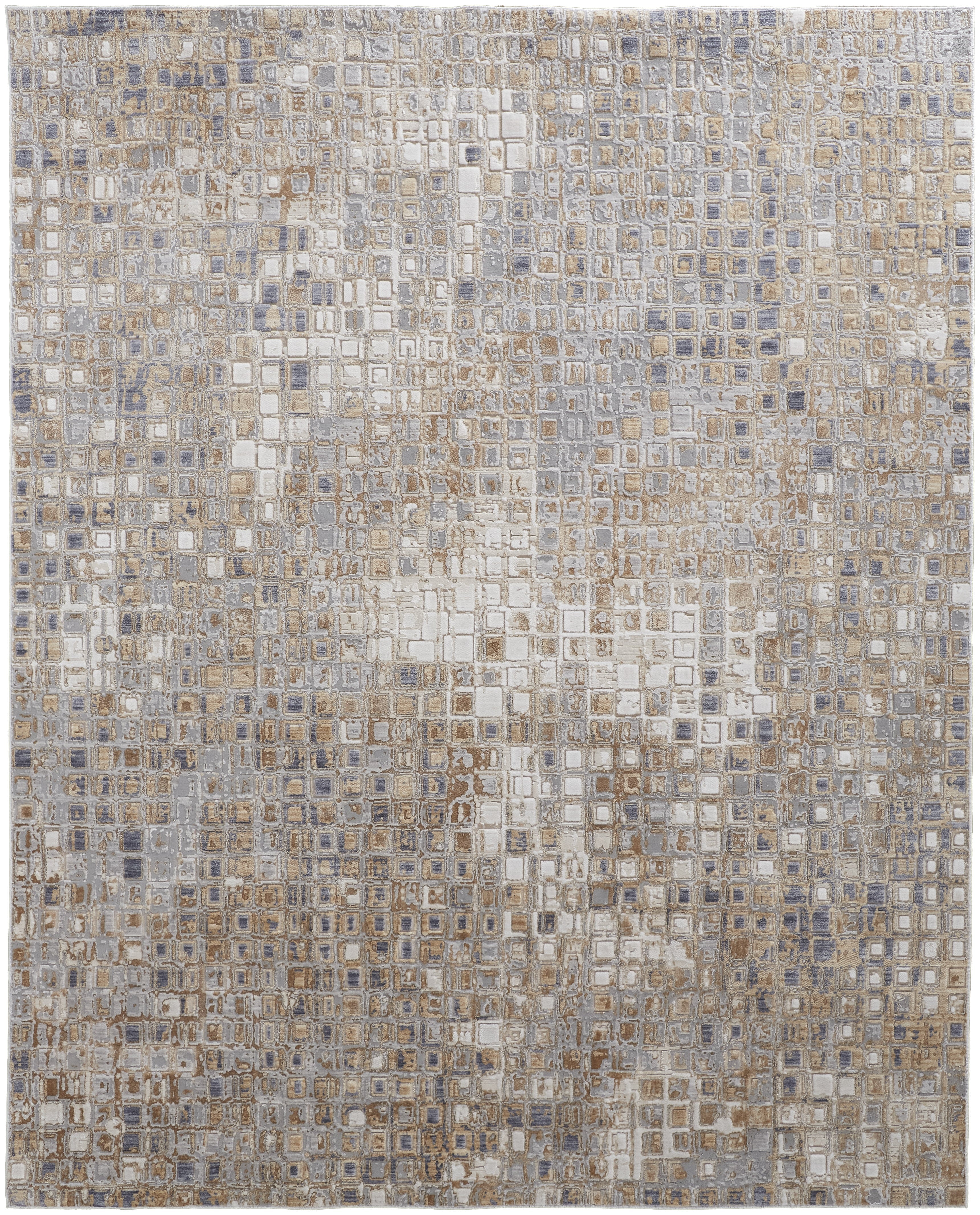 Laina Transitional Geometric - Tan/Ivory/Blue Area Rug