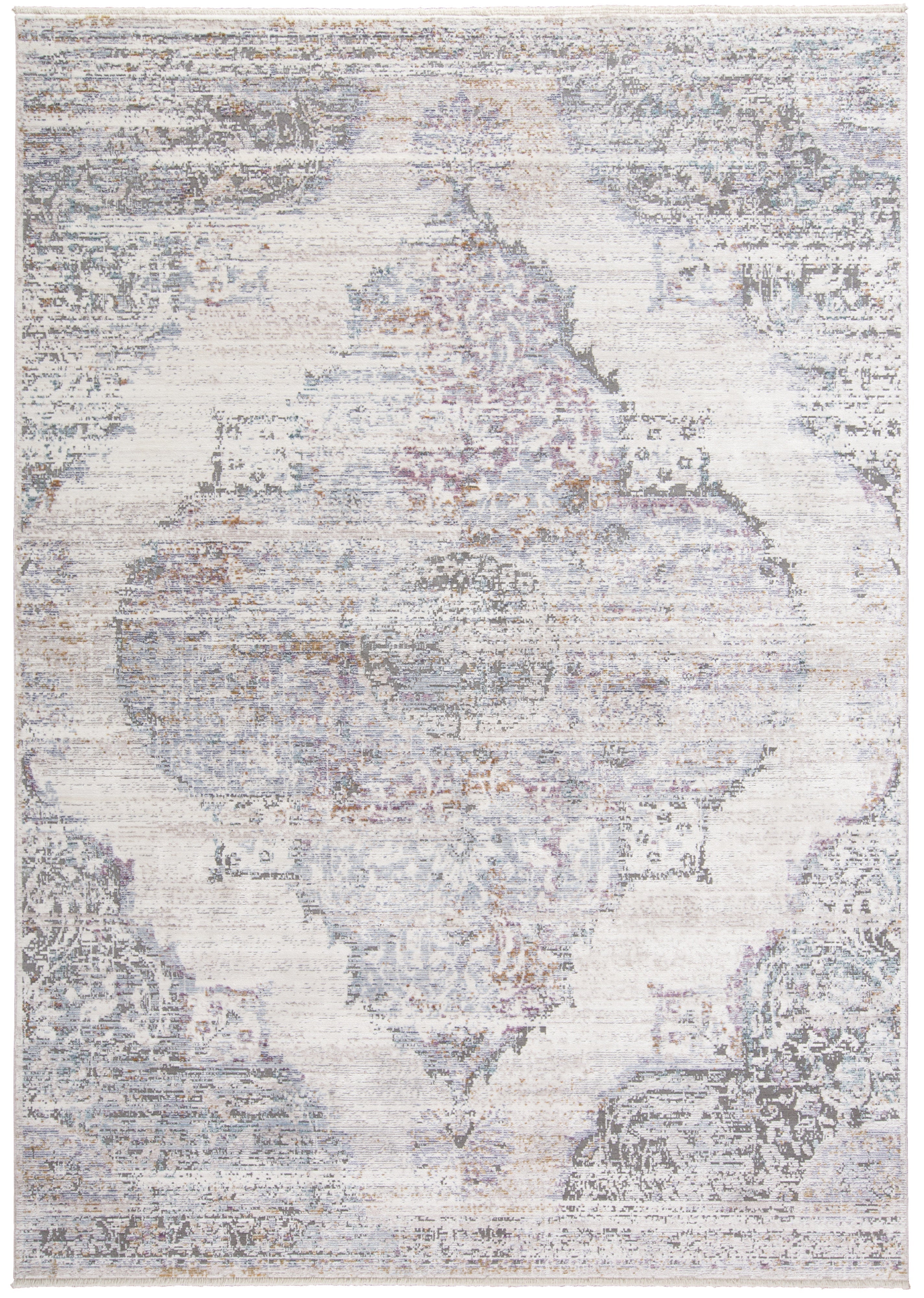 Cecily Transitional Medallion - Ivory/Gray/Pink
