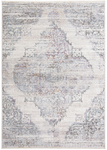Cecily Transitional Medallion - Ivory/Gray/Pink