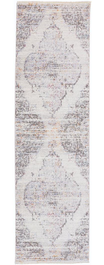 Cecily Transitional Medallion - Ivory/Gray/Pink