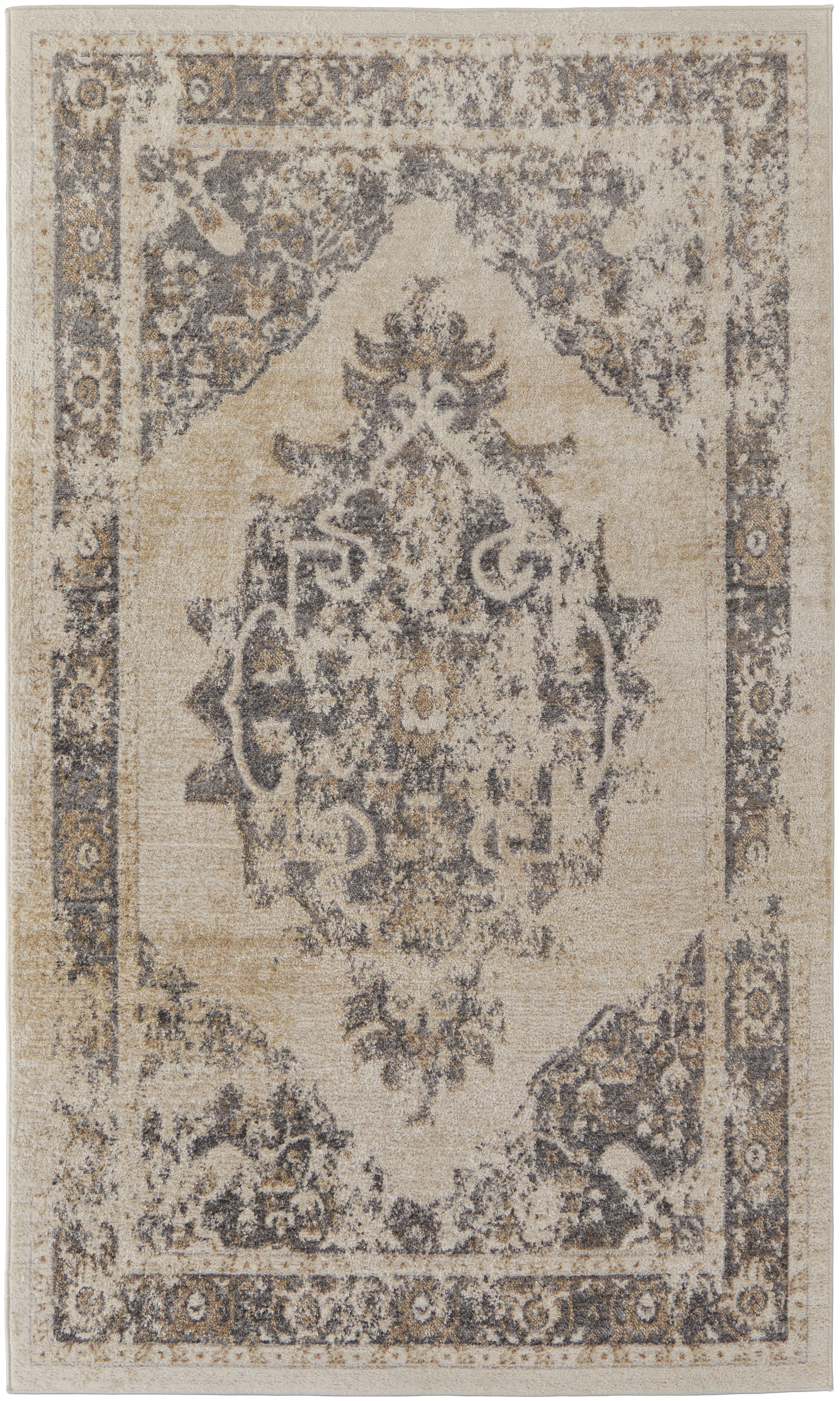 Camellia Transitional Medallion - Ivory/Gray/Brown
