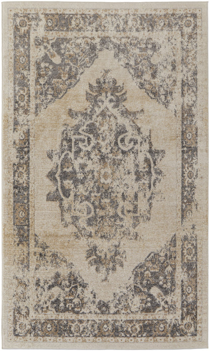 Camellia Transitional Medallion - Ivory/Gray/Brown