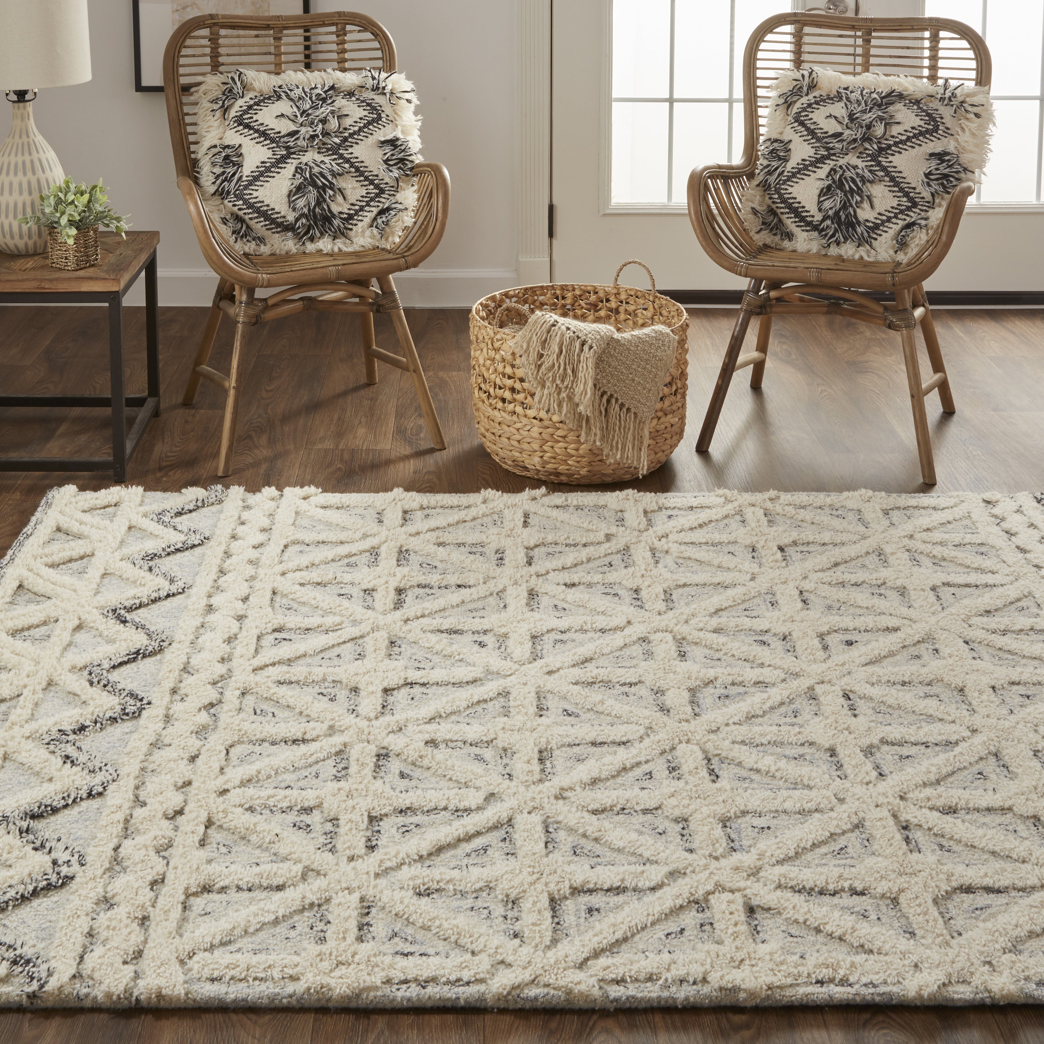 Anica Transitional Geometric - Ivory/Black Area Rug