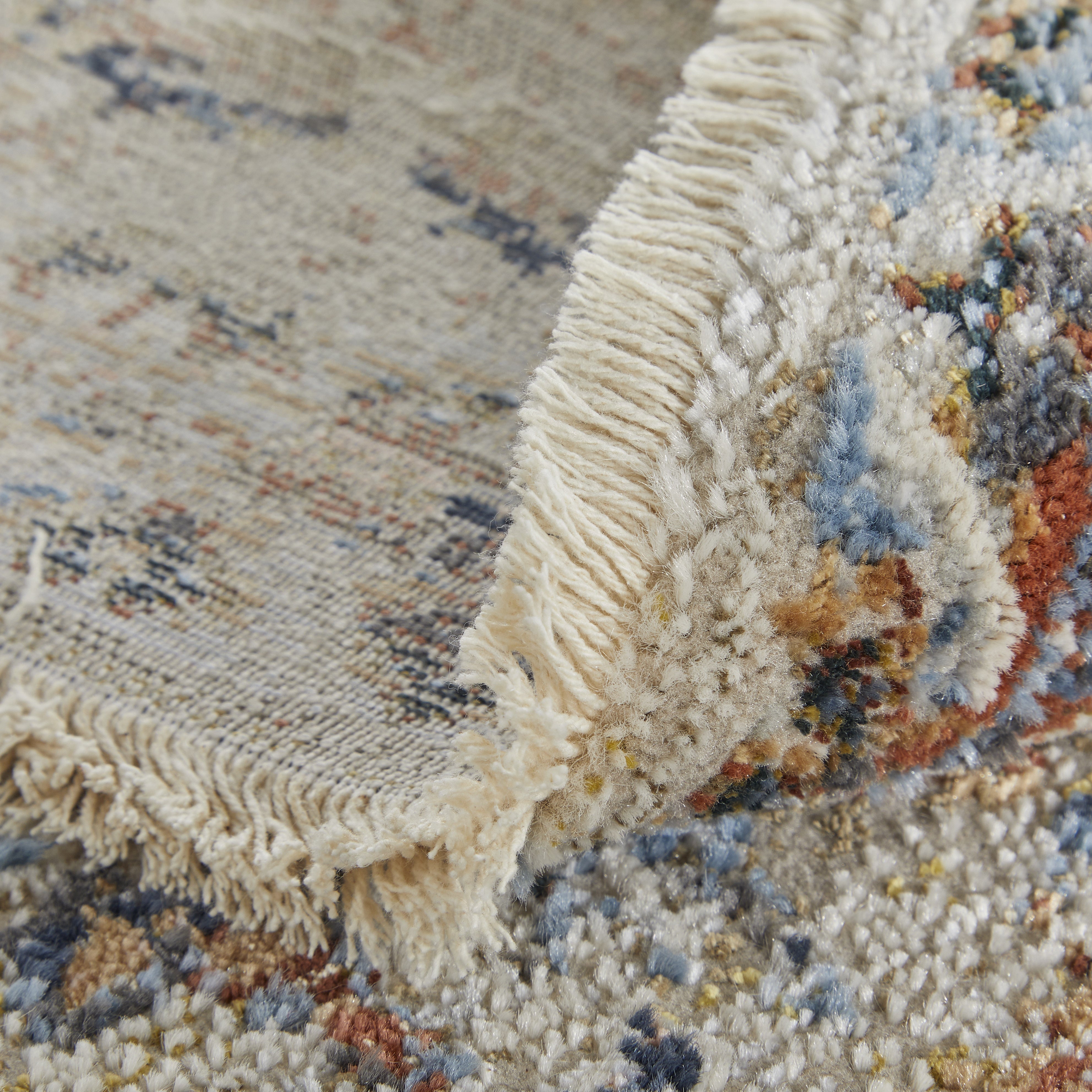 Kaia Transitional Medallion - Tan/Ivory/Orange Area Rug