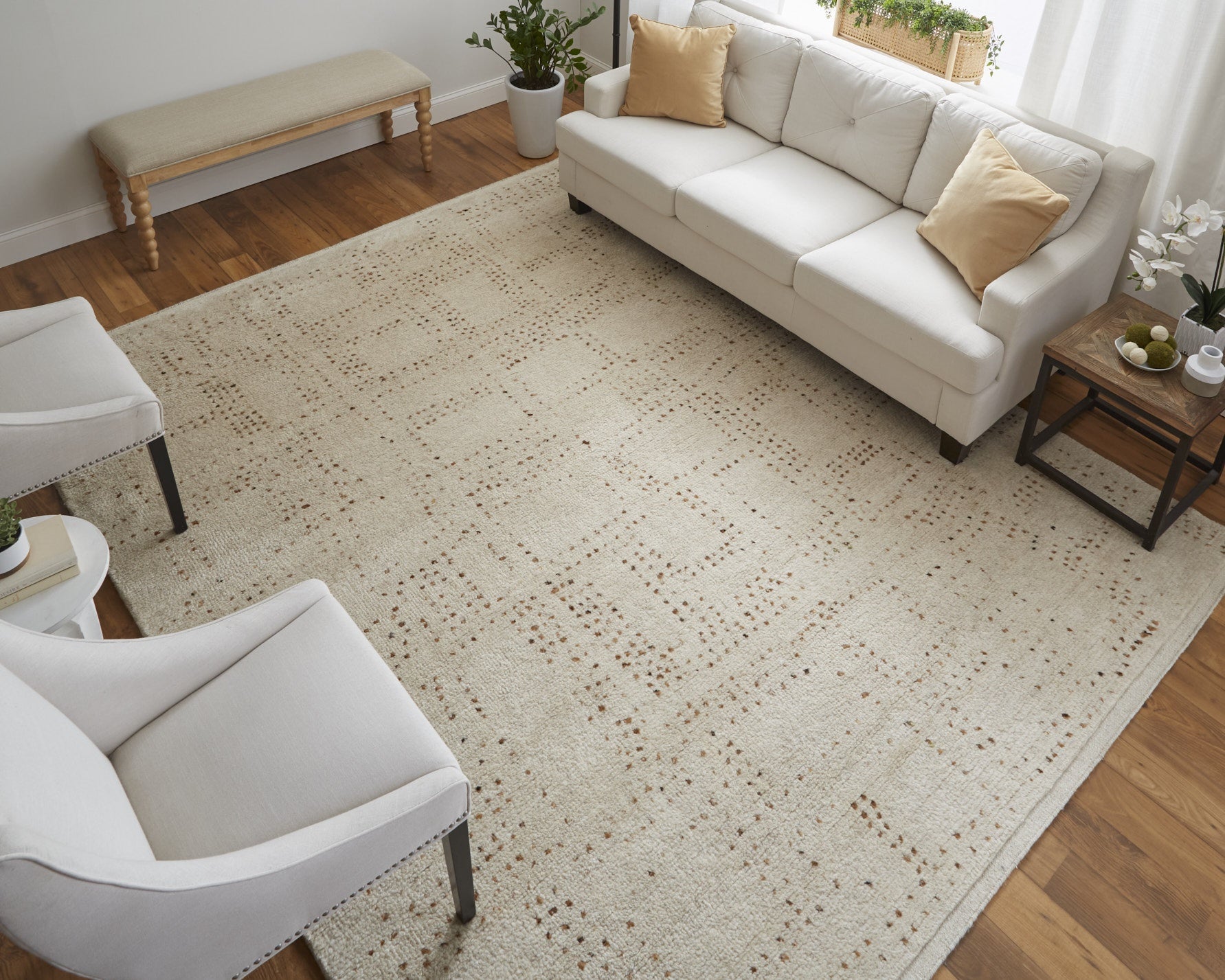 Truxel Modern Polka Dots - Tan/Brown Area Rug
