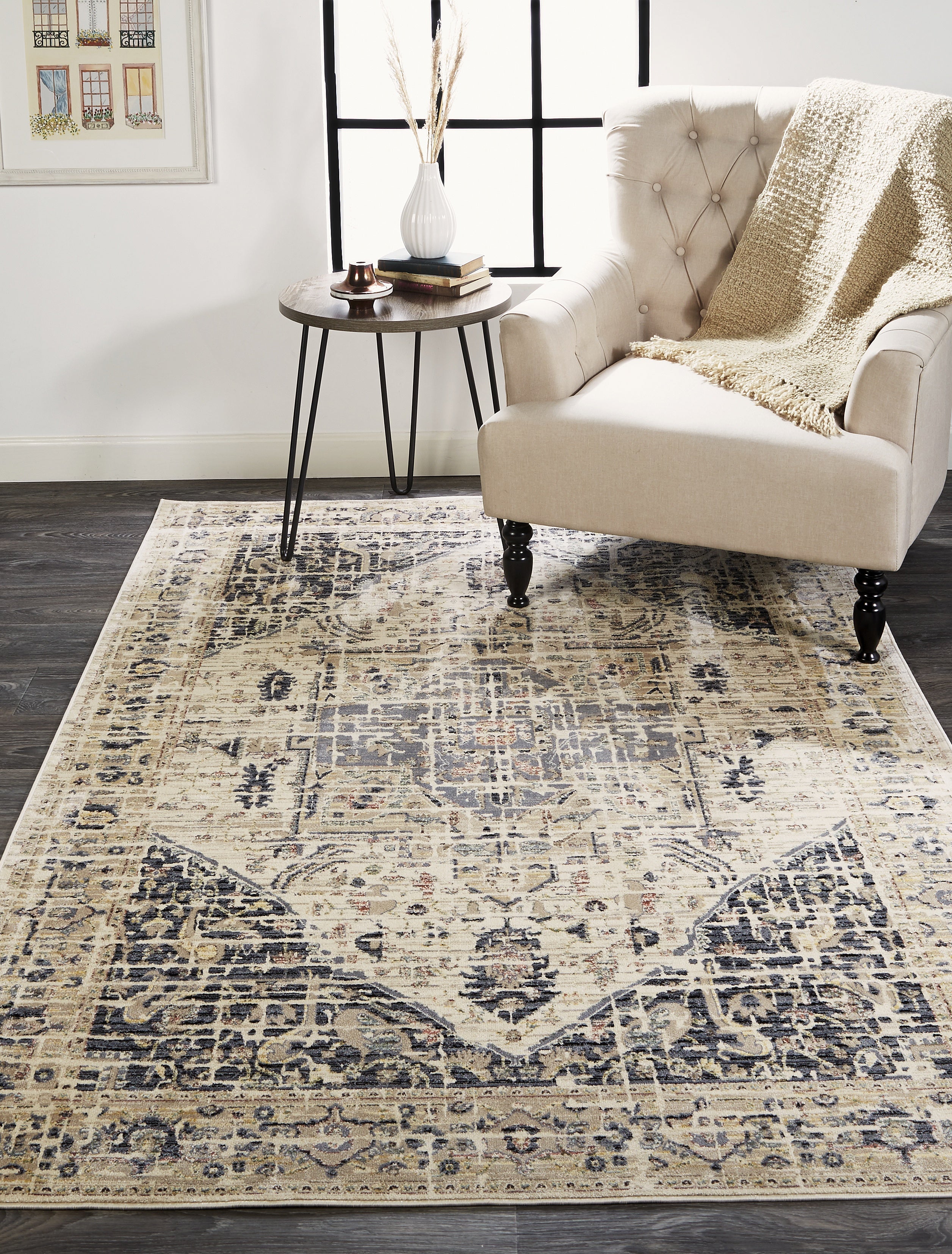 Grayson Transitional Medallion - Tan/Gray/Black