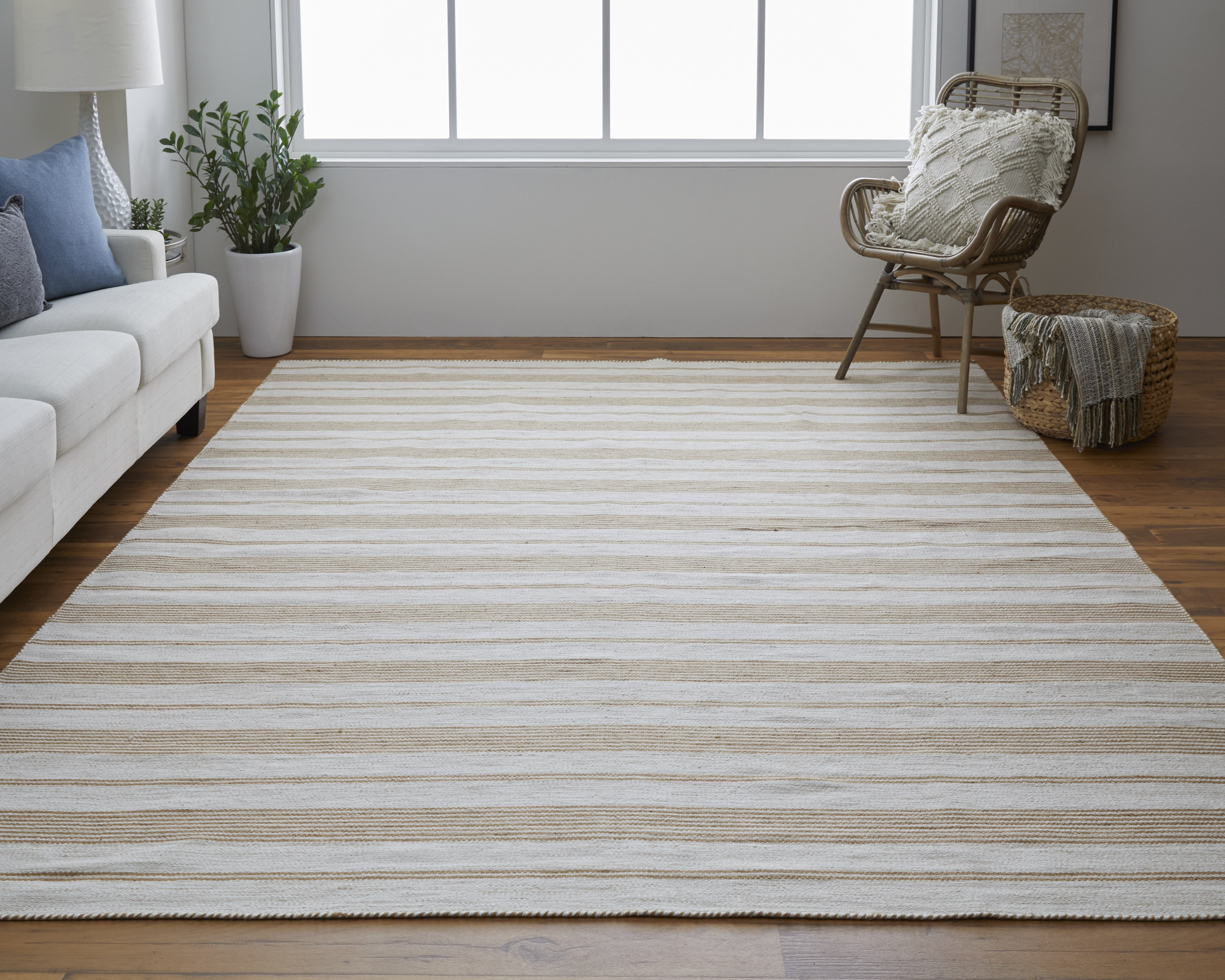 Duprine Transitional Stripes - Ivory/Taupe/Brown Area Rug