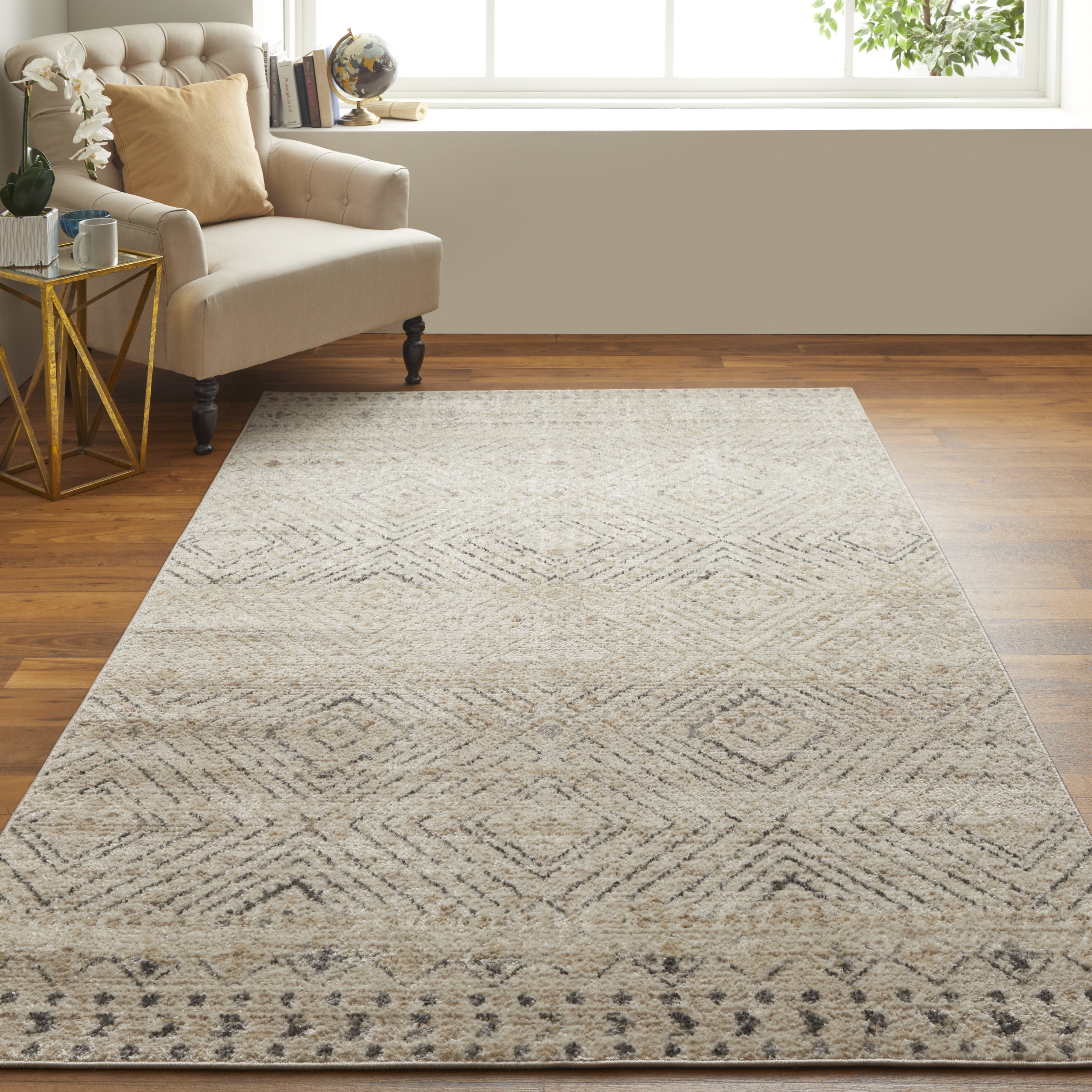 Camellia Transitional Geometric - Ivory/Gray