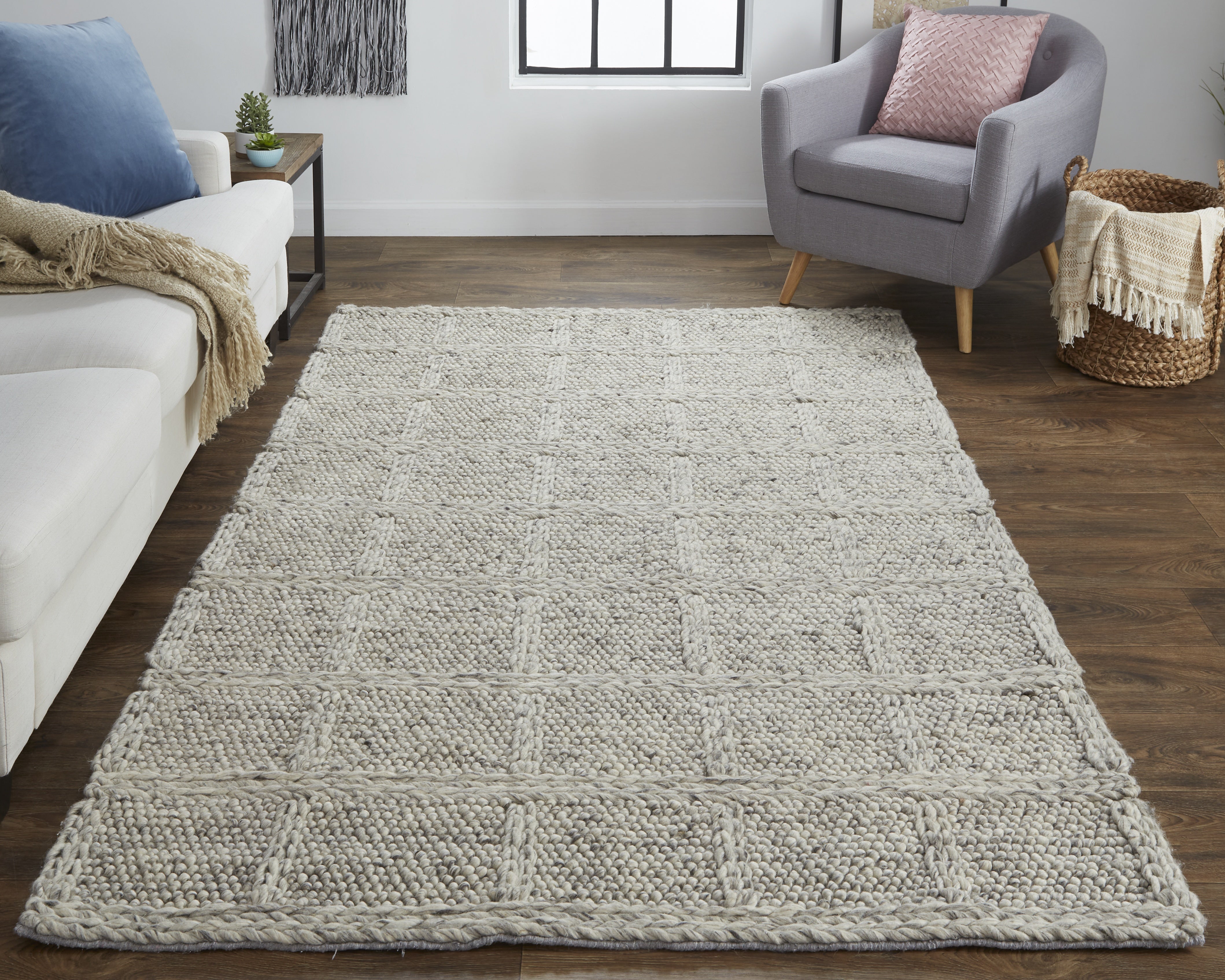 Berkeley Transitional Solid - Ivory/Gray Area Rug