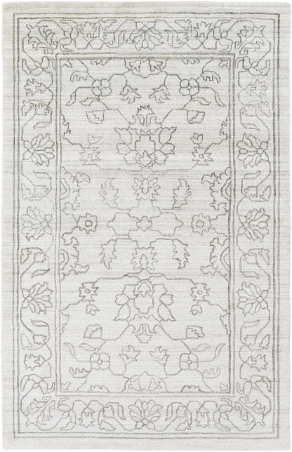 Hand-Knotted Sleek Cream Viscose Area Rug