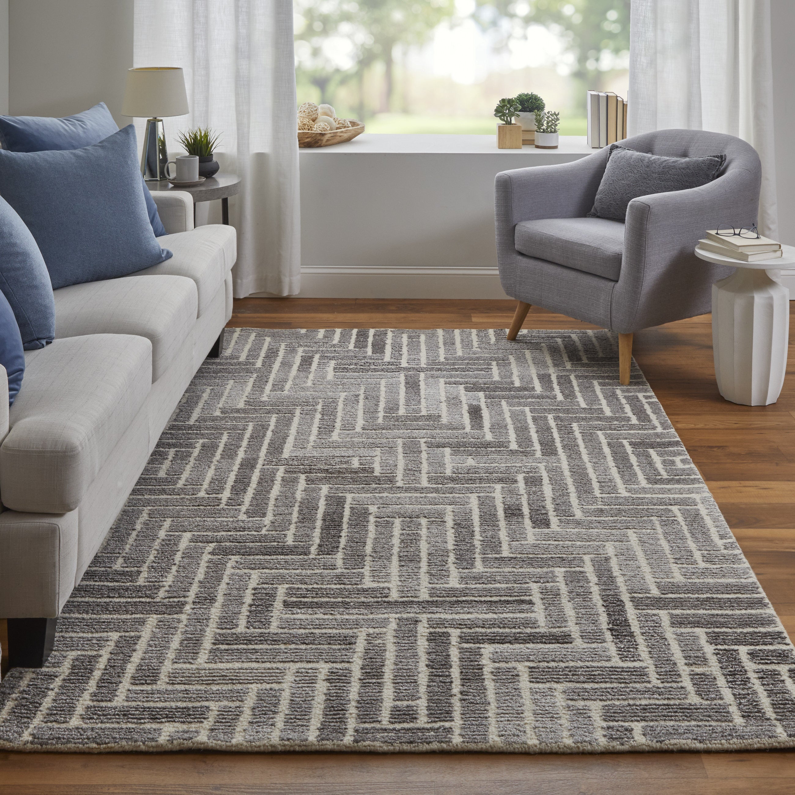 Asher Transitional Geometric - Taupe/Gray/Tan