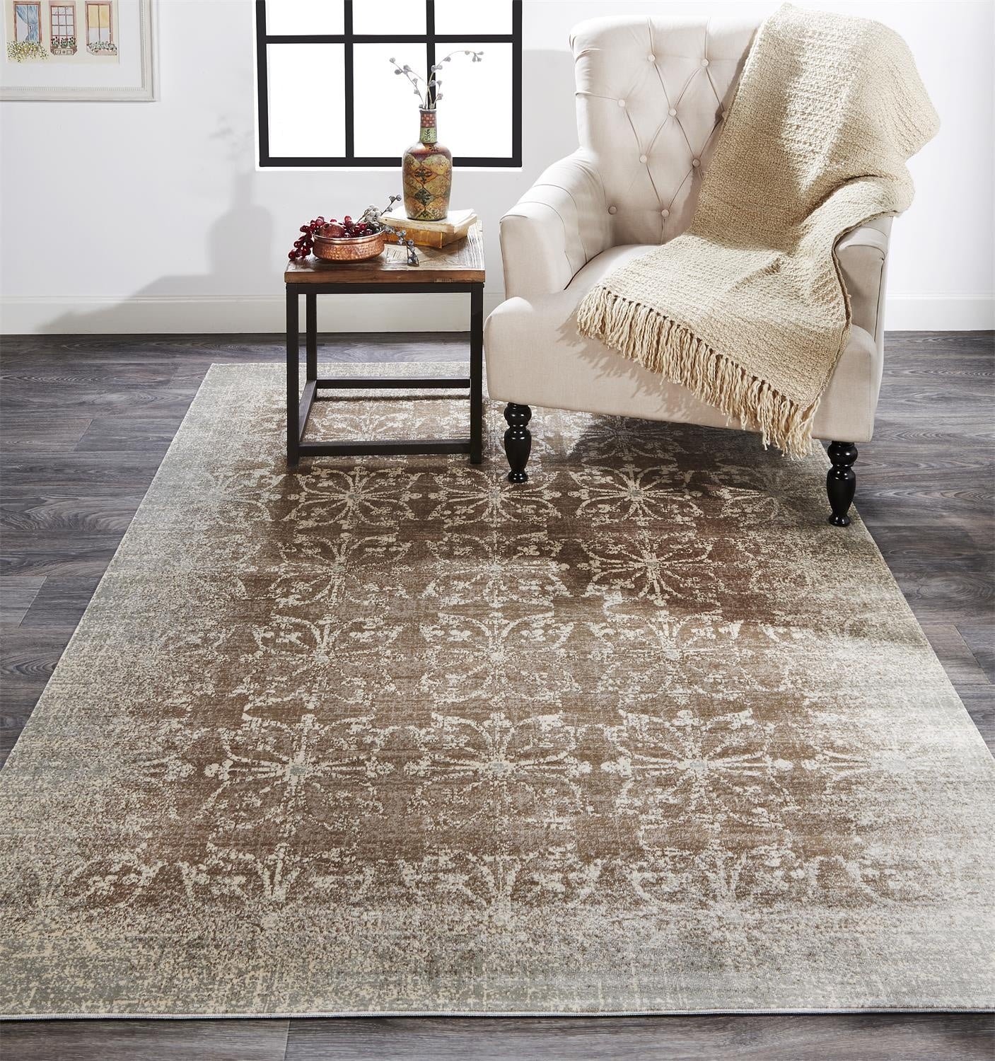 Fiona Transitional Geometric - Brown/Ivory/Gray
