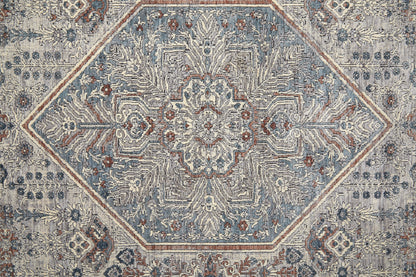Marquette Transitional Medallion - Blue/Ivory Area Rug
