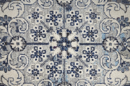 Bellini Transitional Medallion - Ivory/Gray/Blue