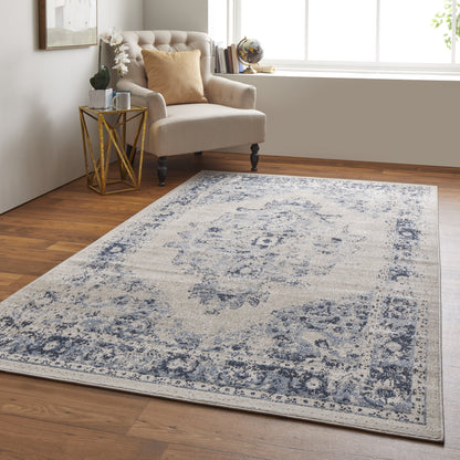 Camellia Transitional Medallion - Ivory/Blue