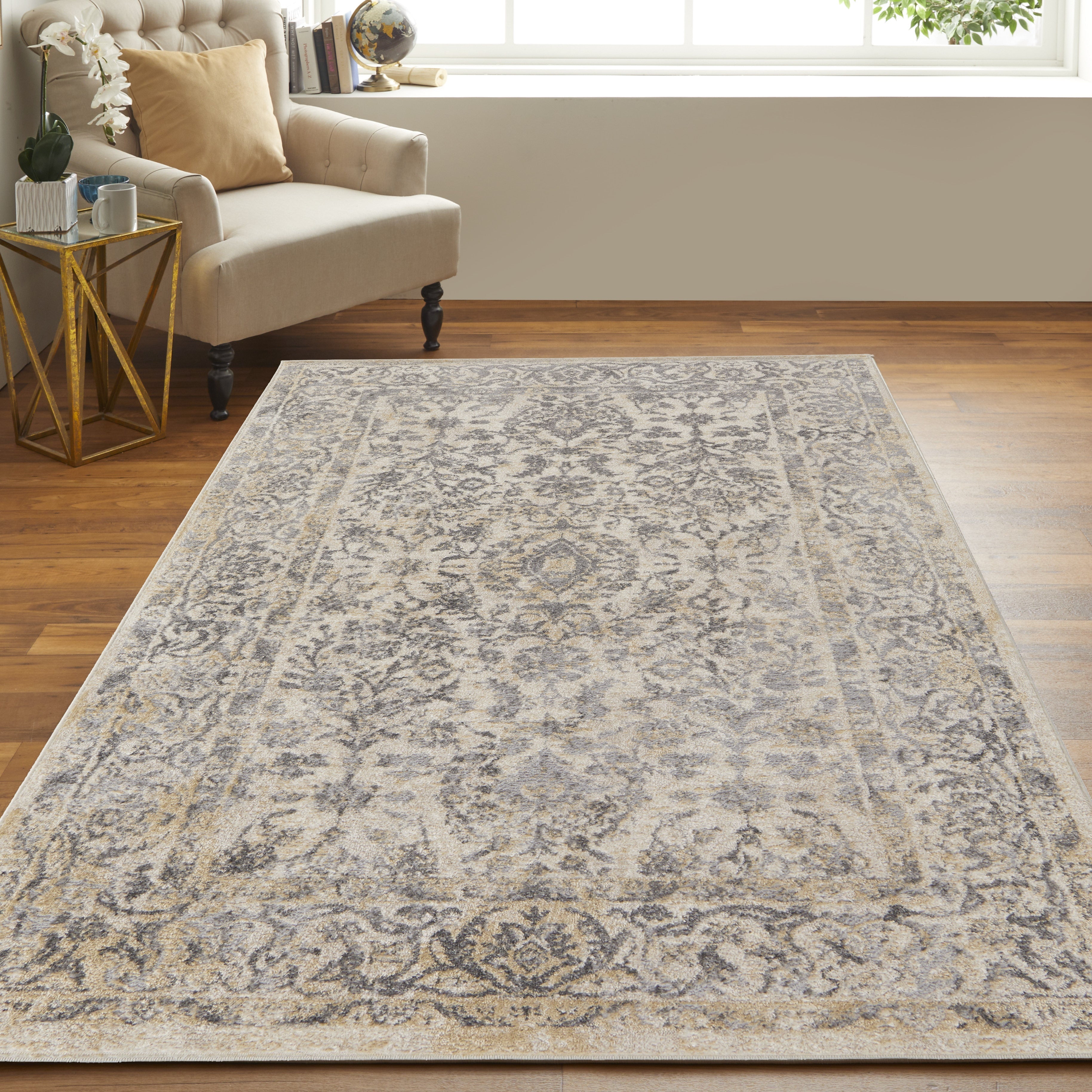 Camellia Transitional Floral & Botanical - Gray/Ivory