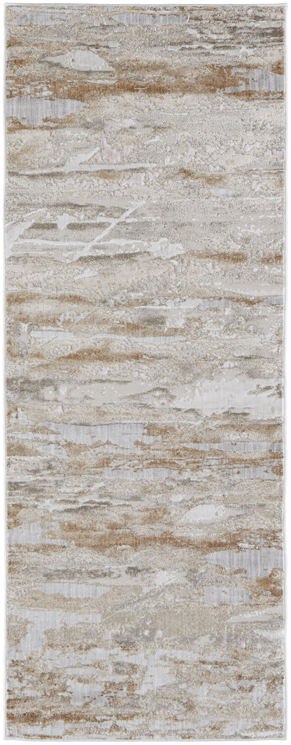 Laina Transitional Abstract - Tan/Ivory/Pink Area Rug