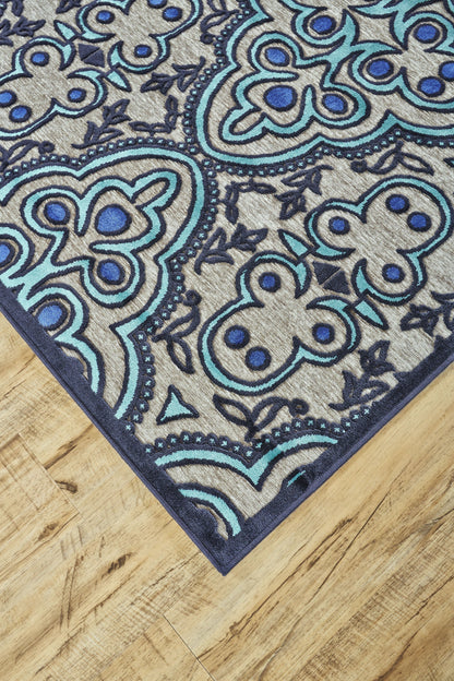 Saphir Callo Modern Damask - Tan/Taupe/Blue