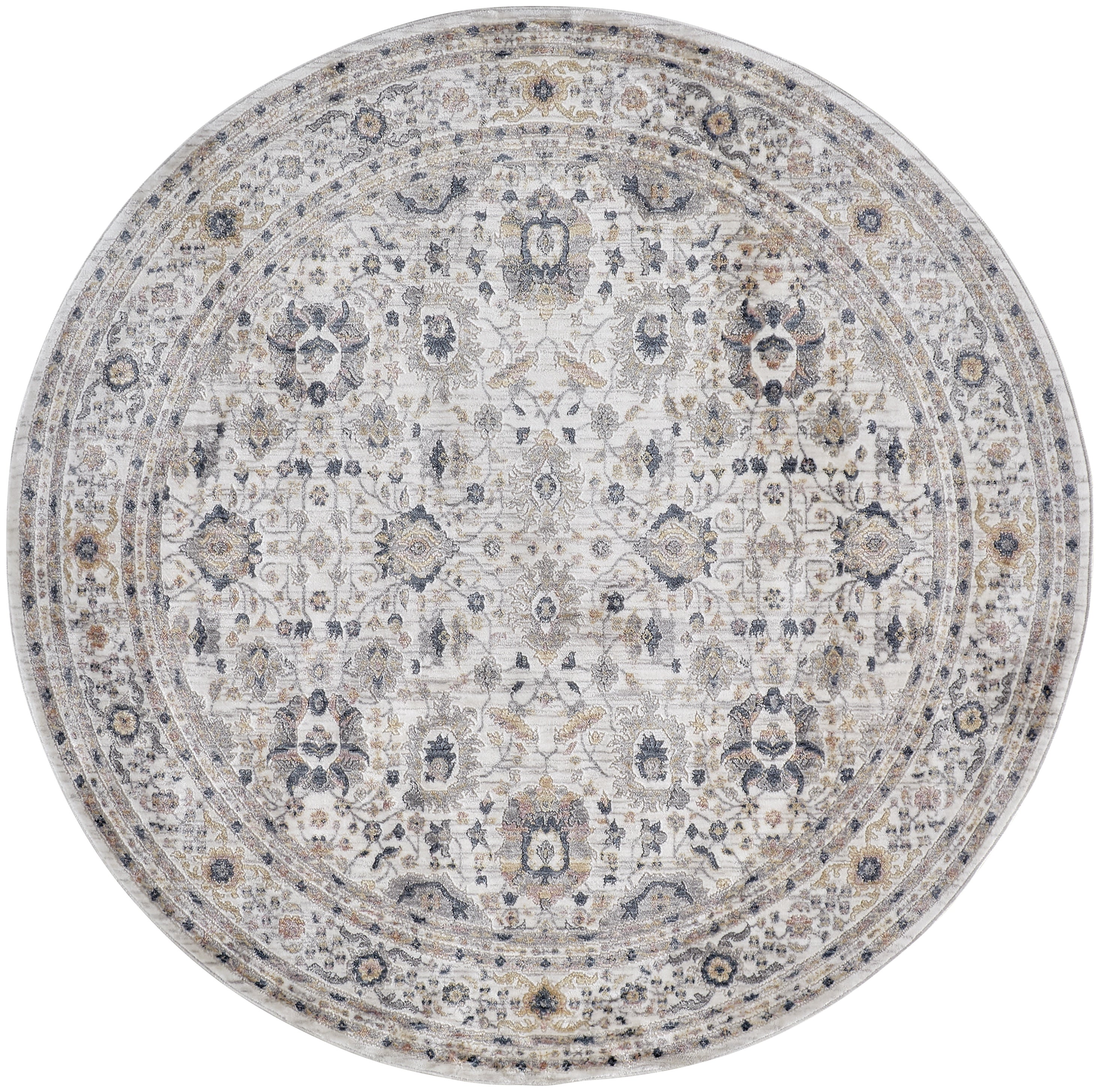 Kyra Transitional Damask - Tan/Ivory/Blue