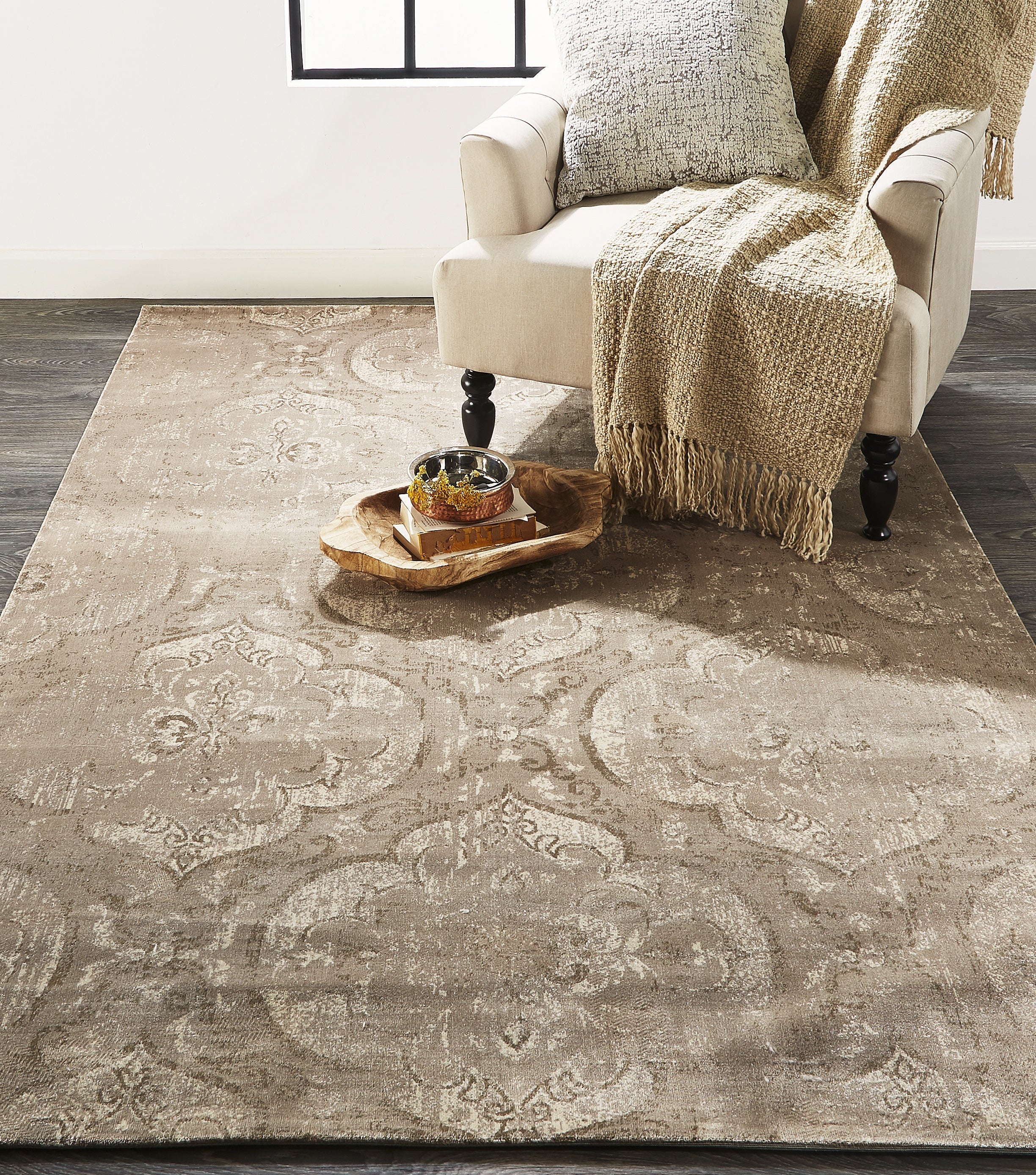 Fiona Transitional Ikat - Taupe/Ivory/Brown