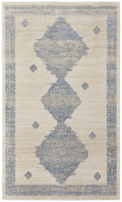 Camellia Transitional Geometric - Blue/Ivory