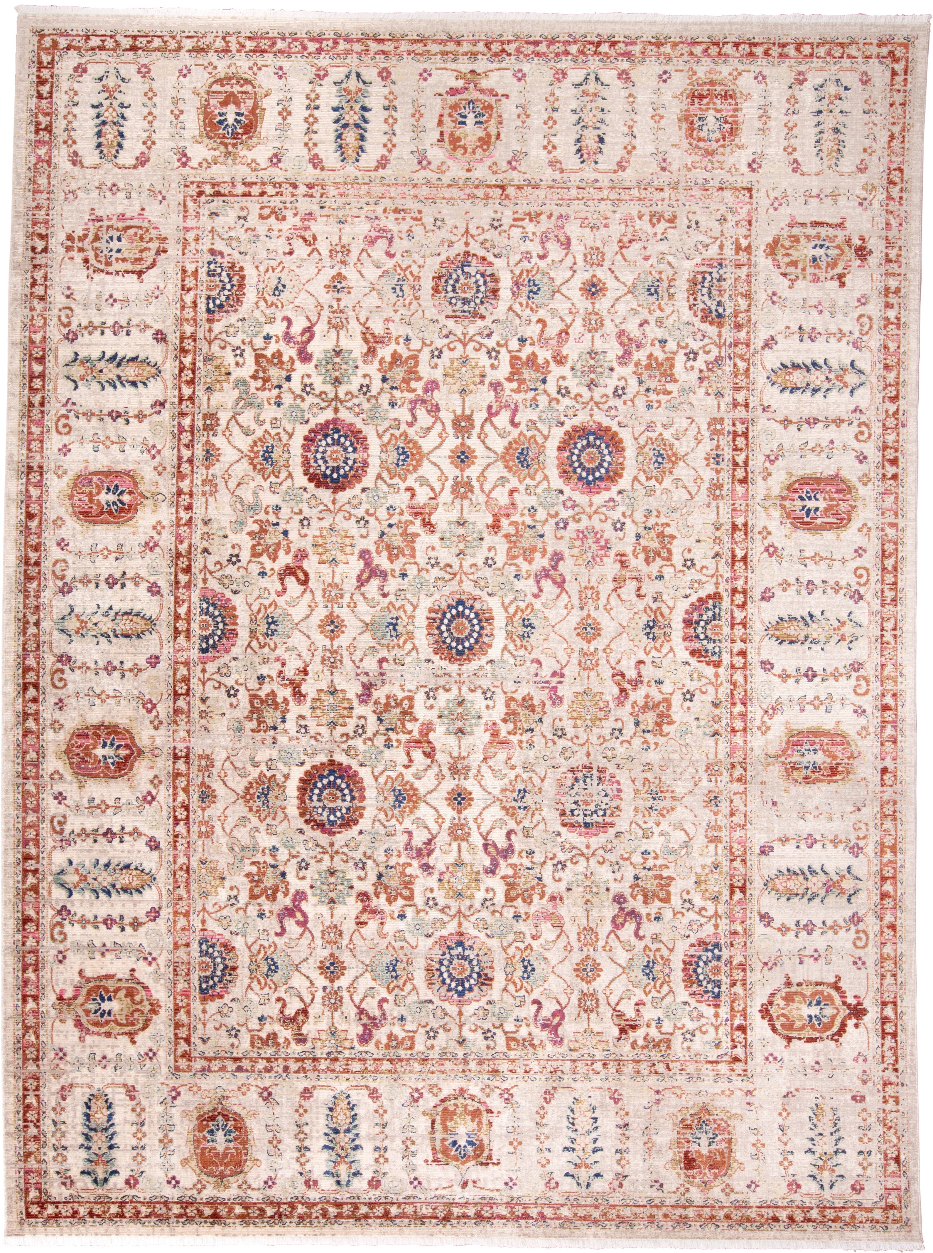 Torina Traditional Medallion - Ivory/Orange/Blue