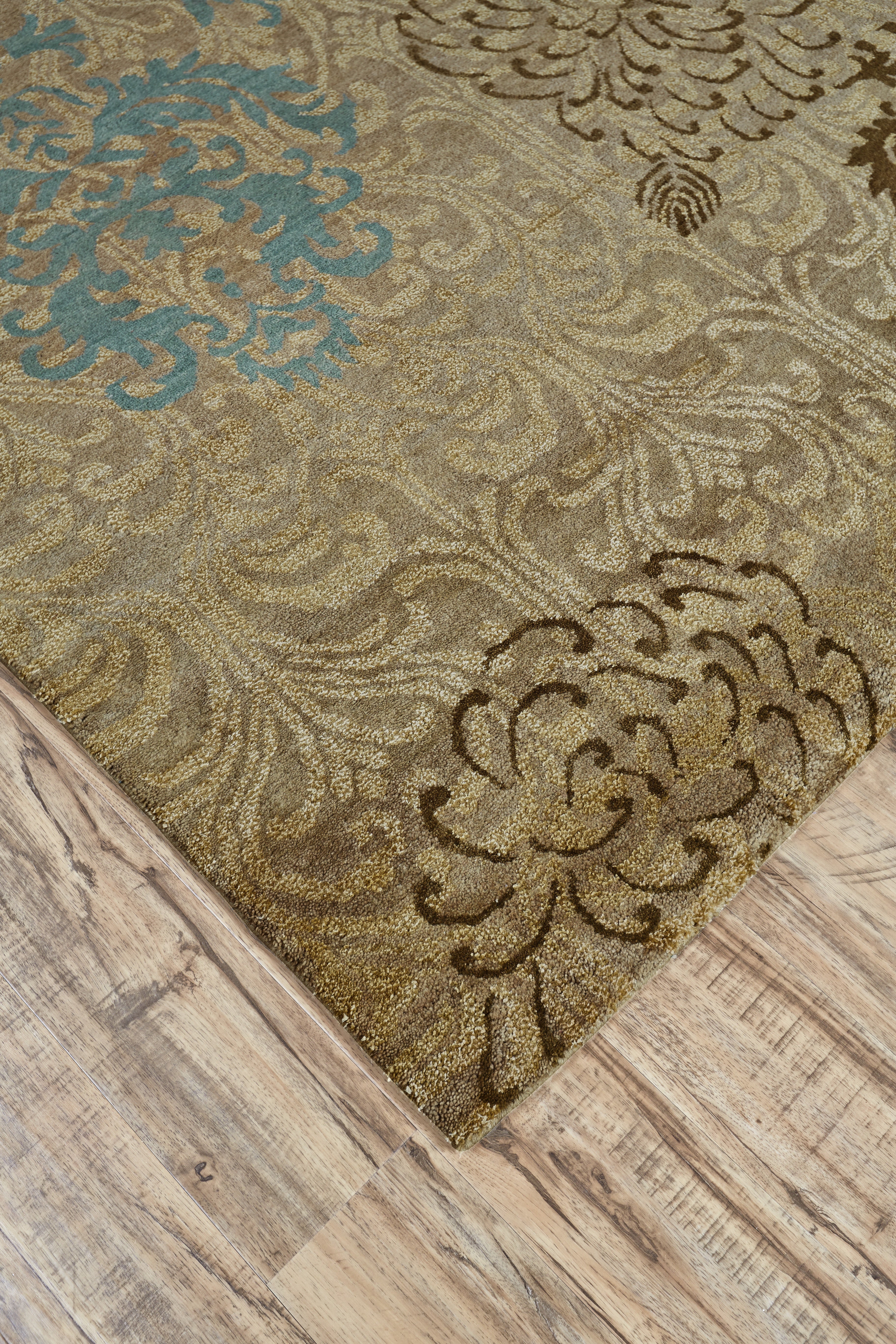 Qing Transitional Floral & Botanical - Tan/Brown/Blue