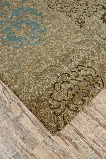 Qing Transitional Floral & Botanical - Tan/Brown/Blue