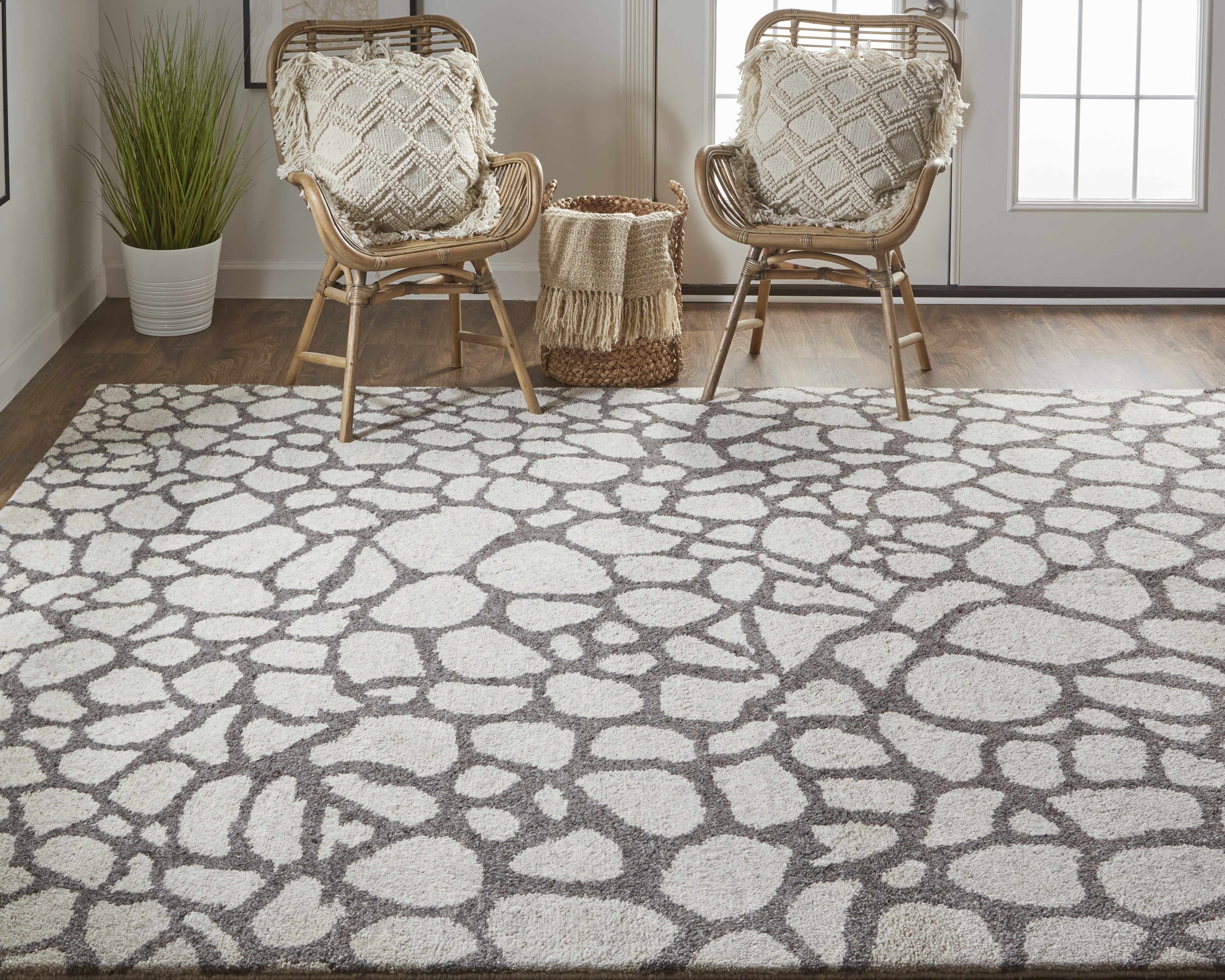 Belden Transitional Abstract - Ivory/Gray Area Rug