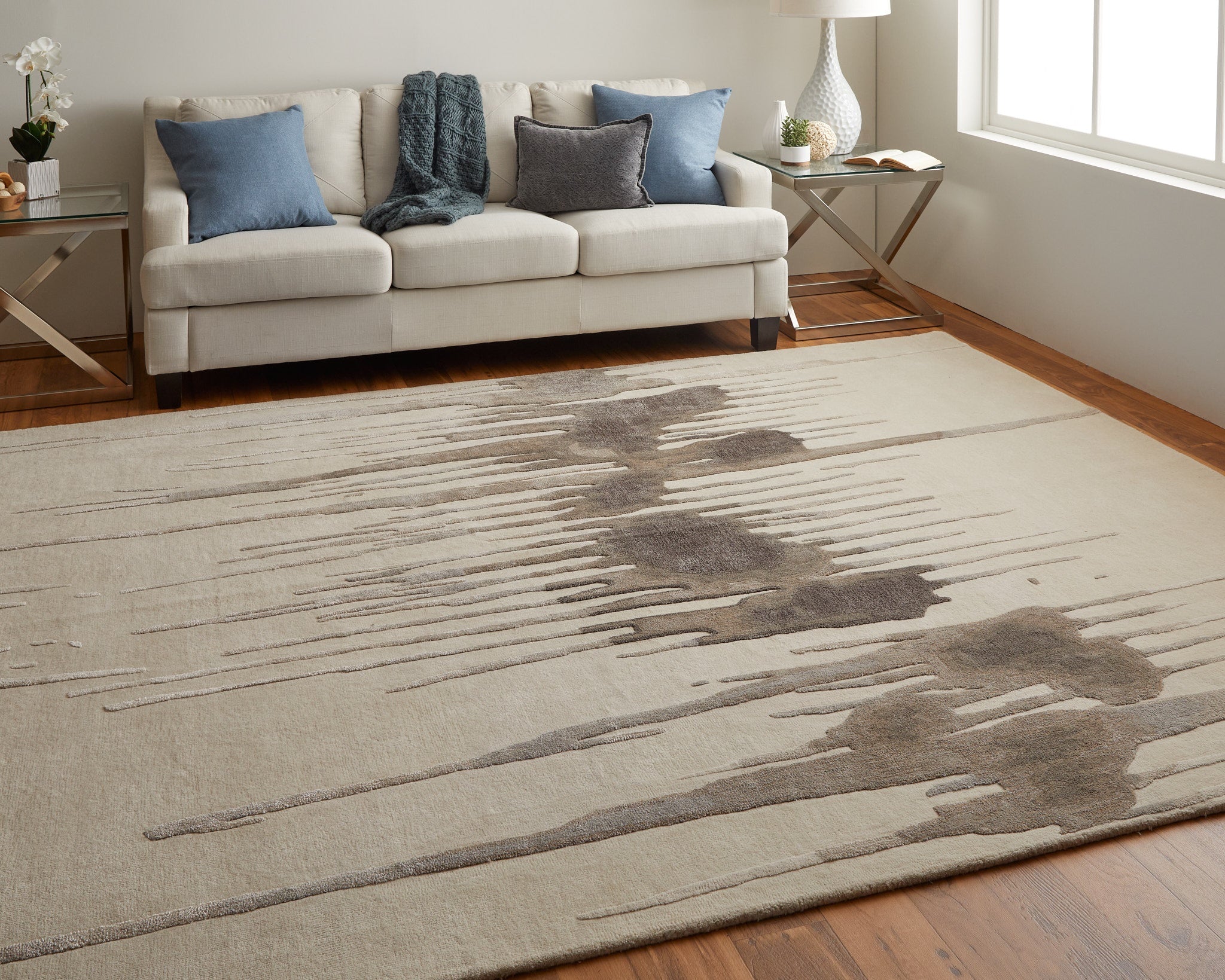 Anya Transitional Abstract - Ivory/Brown/Taupe Area Rug
