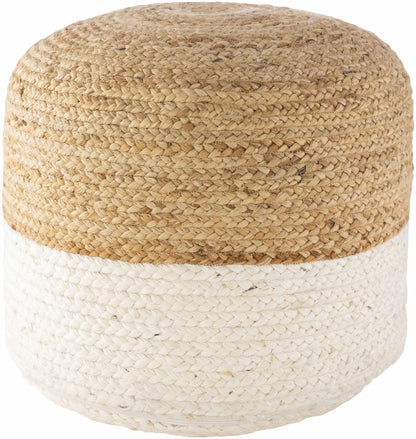 Sampo Cylinder Jute Pouf - Tan, Ivory