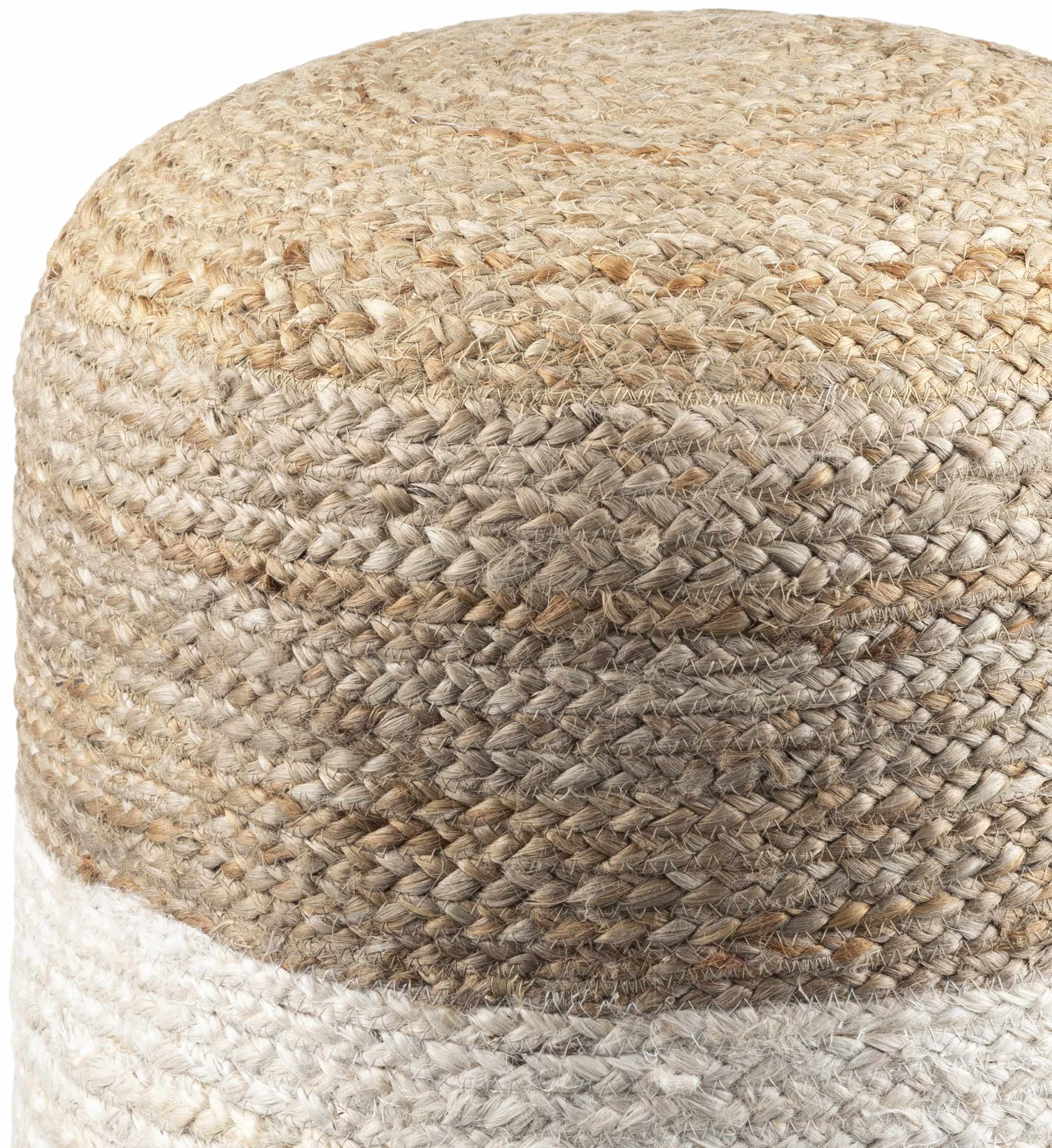 Sampo Cylinder Jute Pouf - Tan, Ivory
