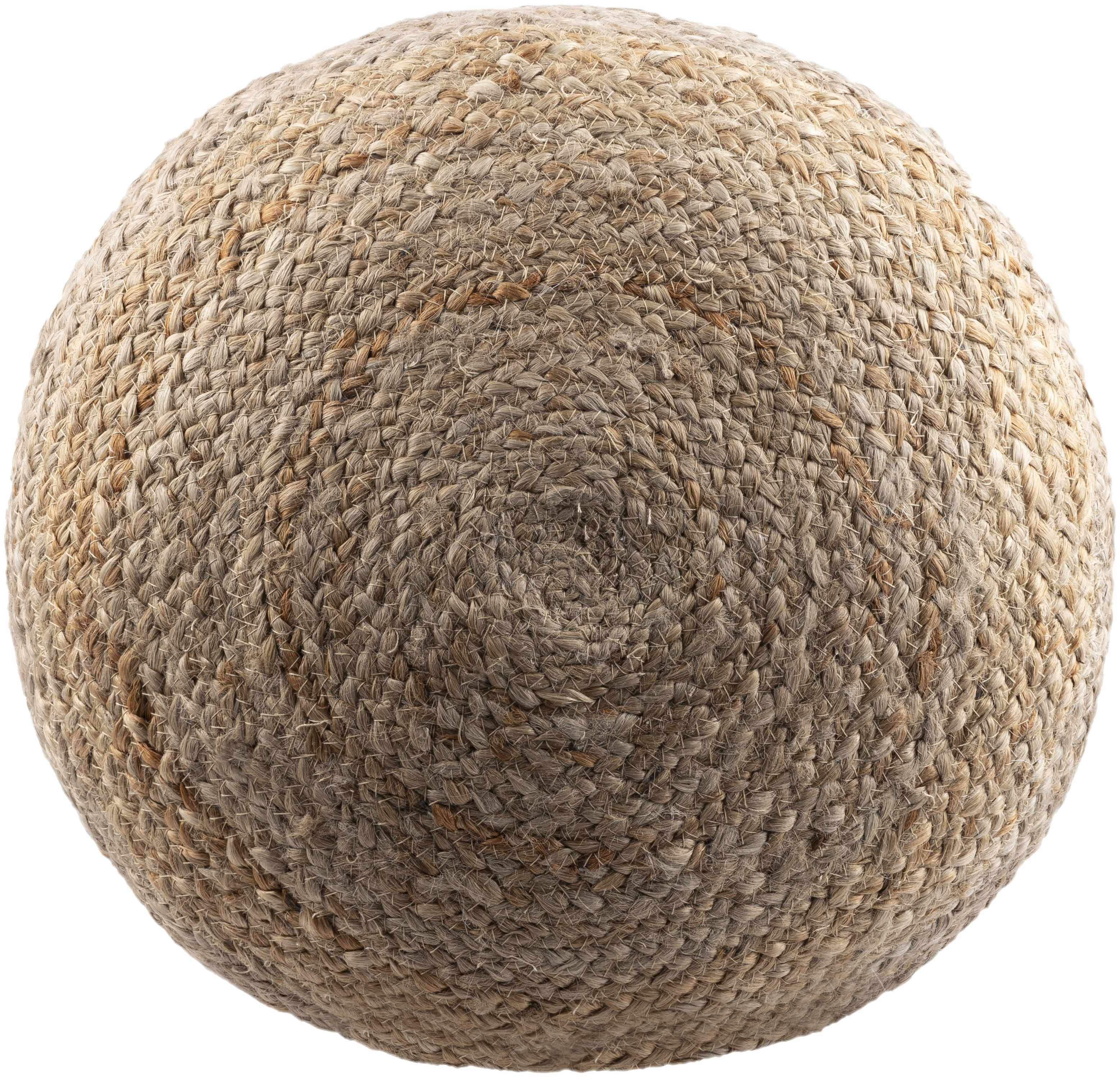 Sampo Cylinder Jute Pouf - Tan, Ivory