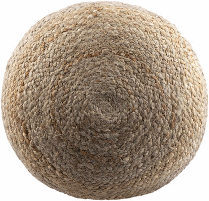 Sampo Cylinder Jute Pouf - Tan, Ivory