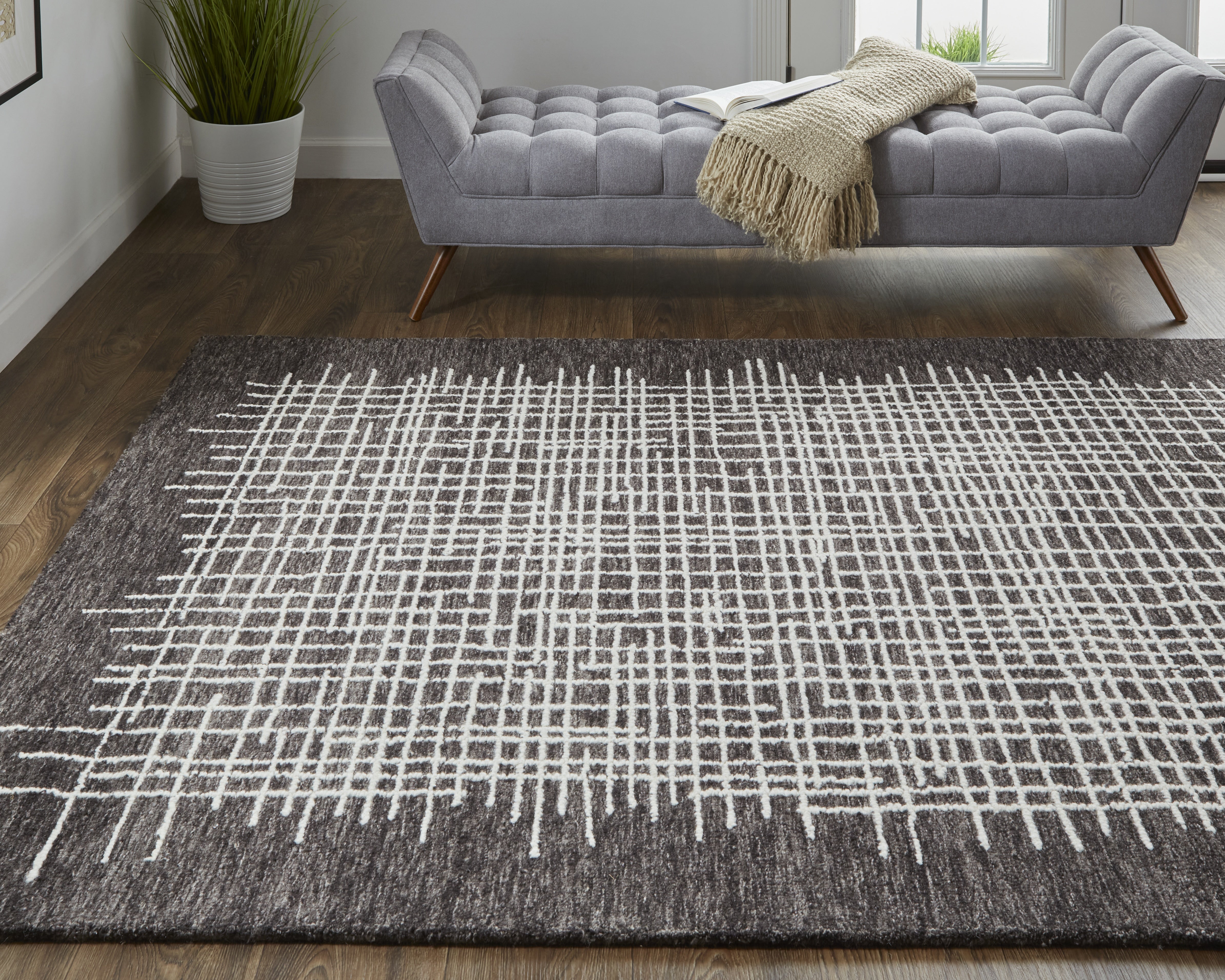 Maddox Transitional Abstract - Brown/Ivory Area Rug