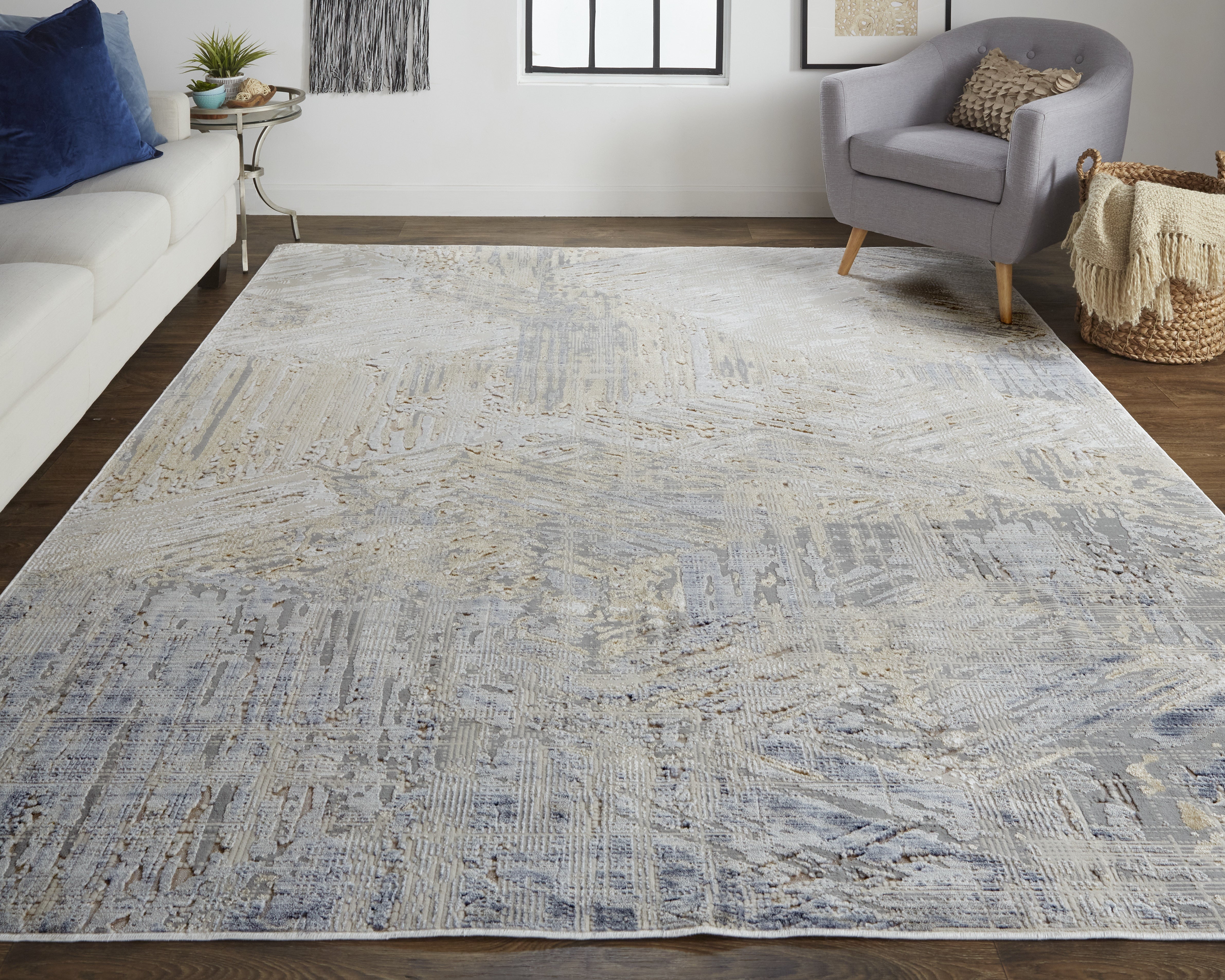 Laina Transitional Abstract - Tan/Ivory/Gray Area Rug