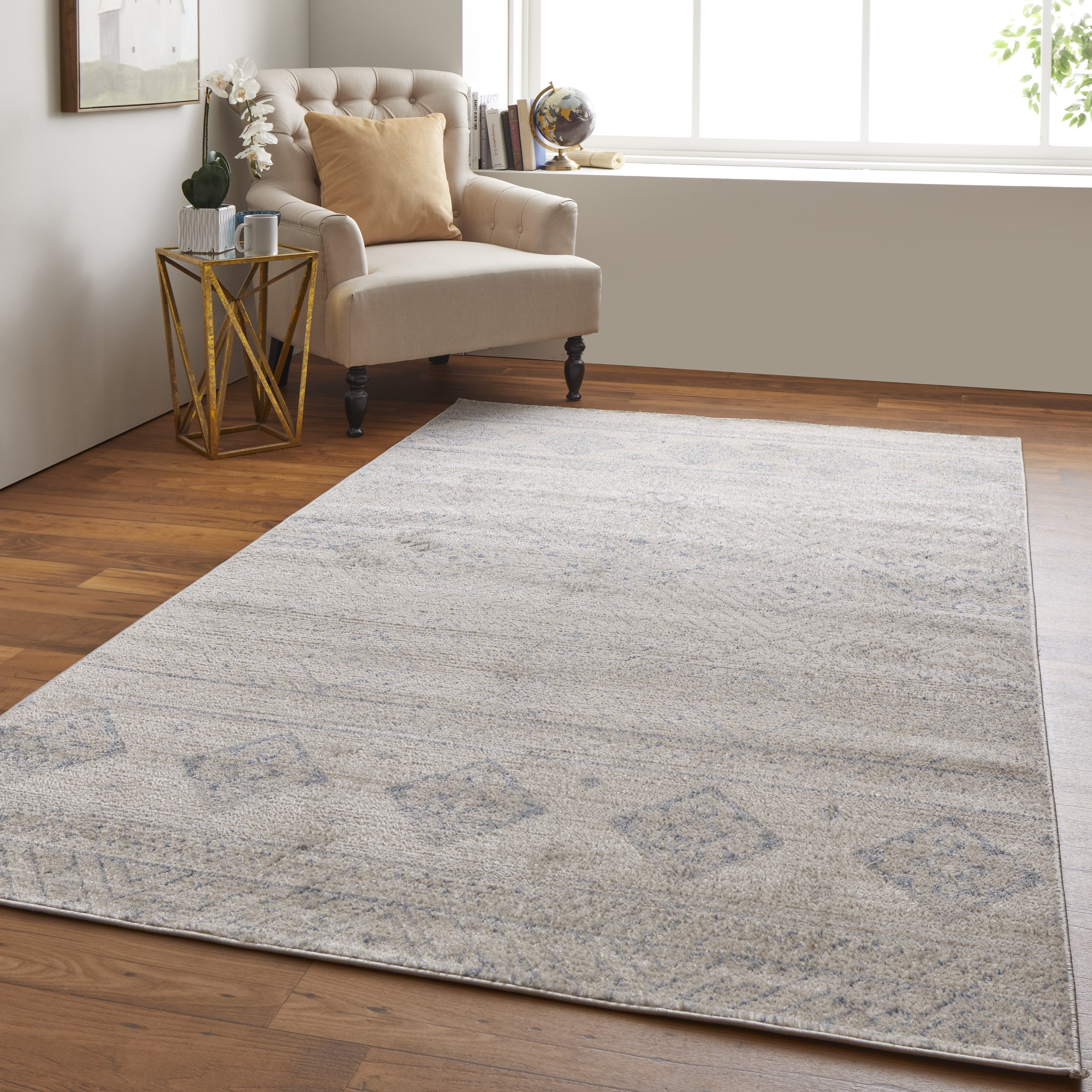Camellia Transitional Geometric - Ivory/Blue