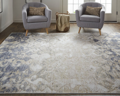 Laina Transitional Gradient & Ombre - Tan/Ivory/Blue Area Rug