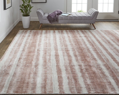 Mackay Transitional Stripes - Tan/Ivory/Pink Area Rug