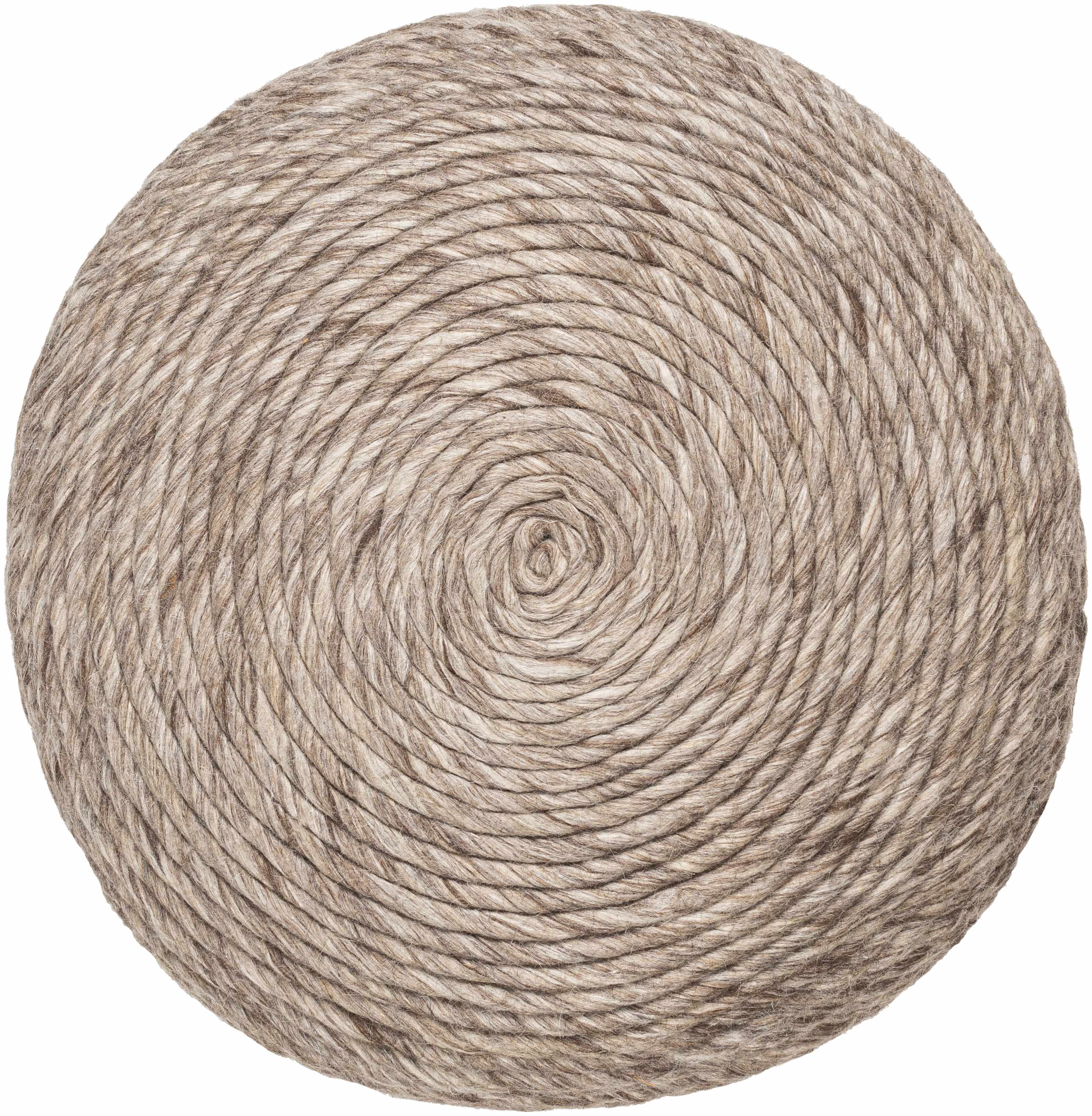 Fresno Tan Wool Throw Pillow - Round